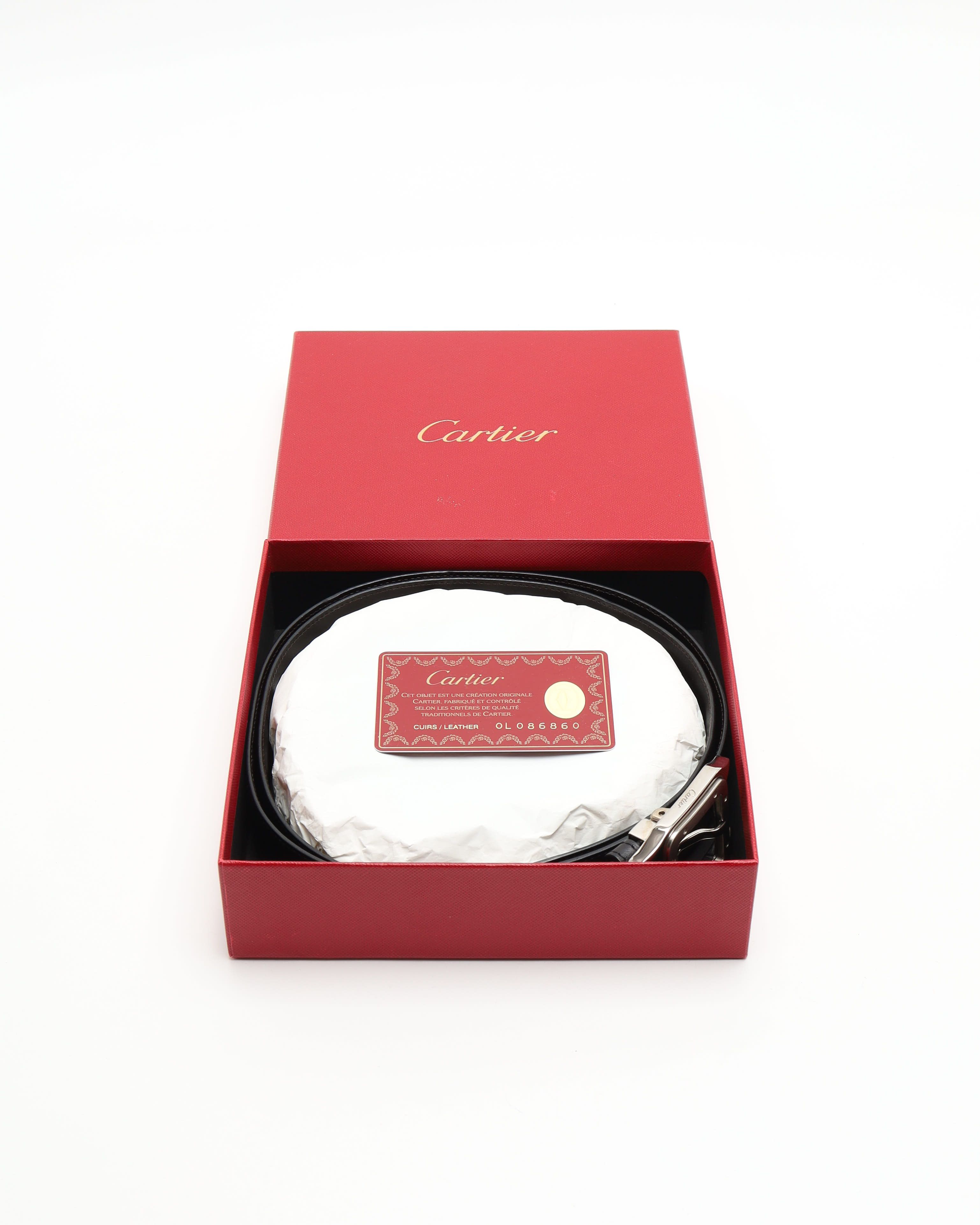 Cartier Santos De  Leather Belt In Black