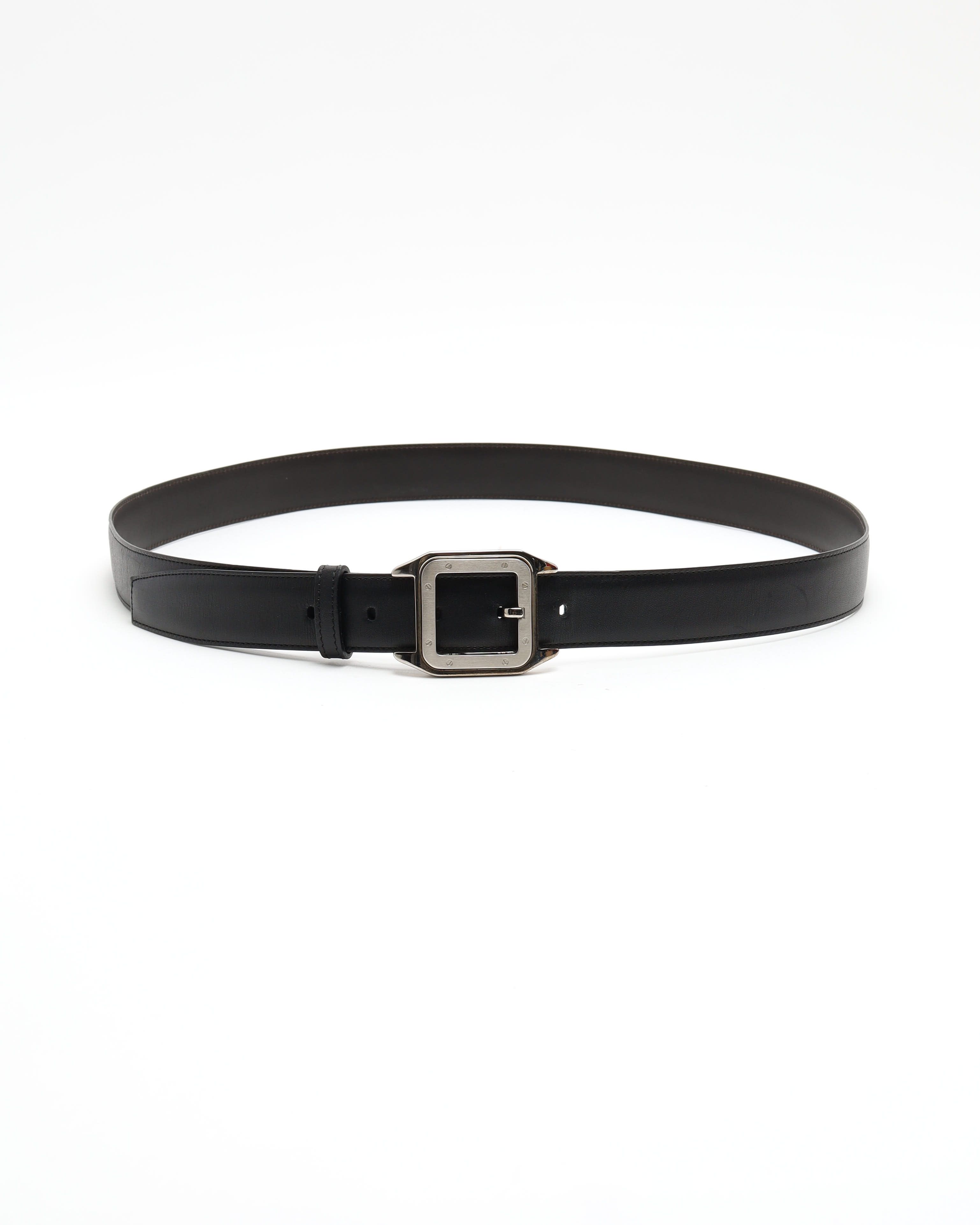 Cartier Santos De  Leather Belt In Black