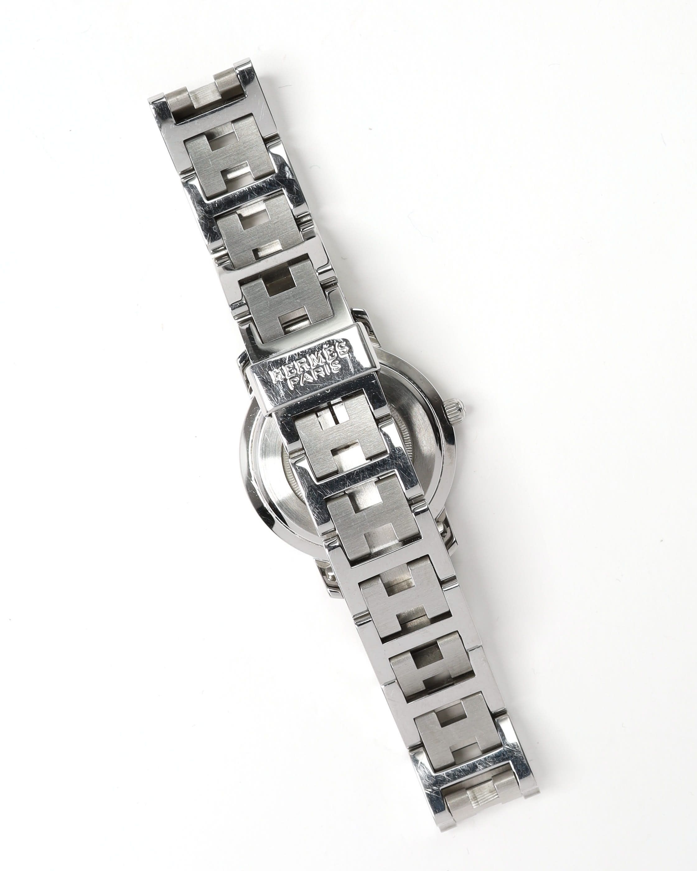 Pre-owned Hermes Hermès Clipper 24mm Full Set 2000 Watch In White