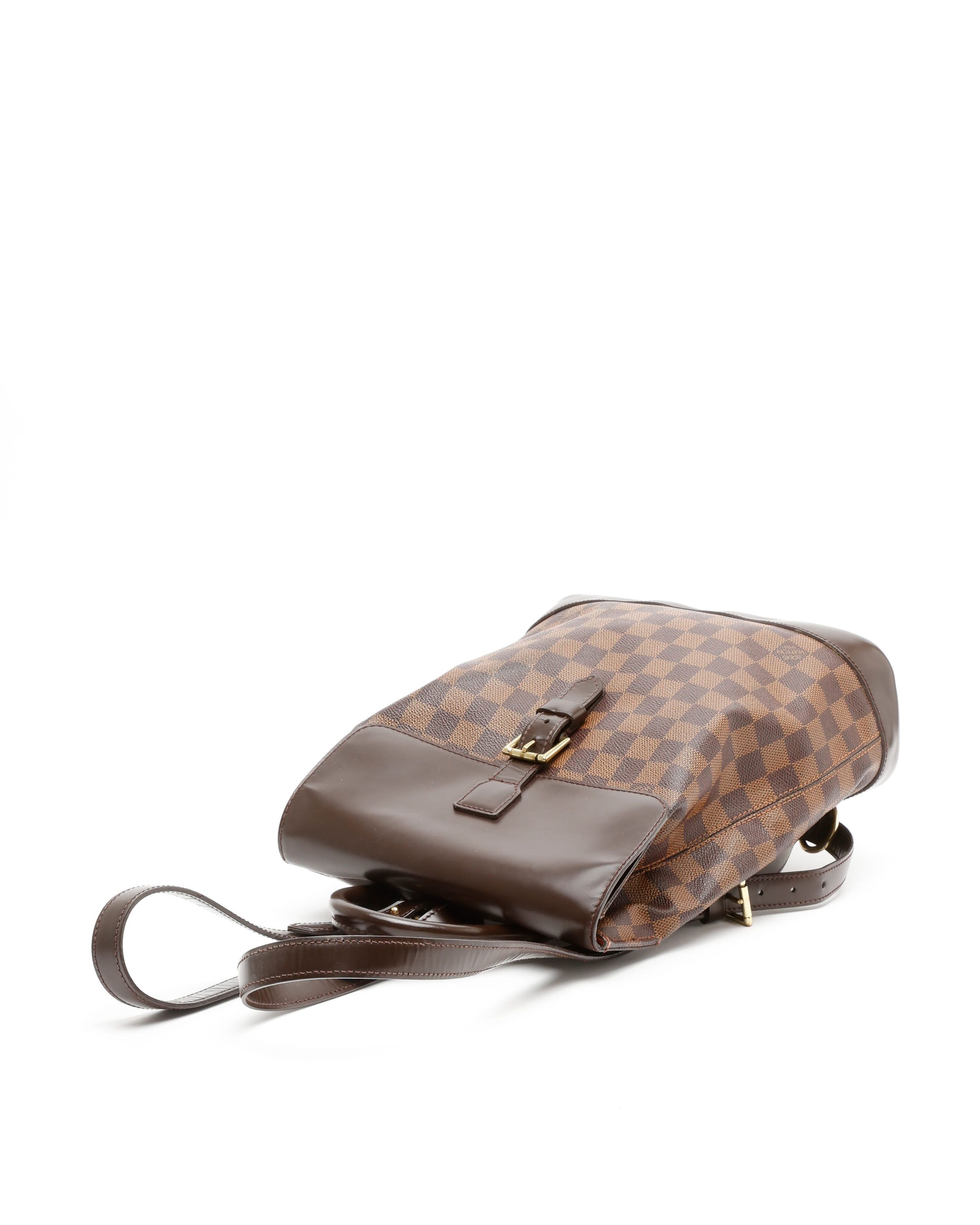 Pre-owned Louis Vuitton Damier Ebene Soho Backpack In Brown