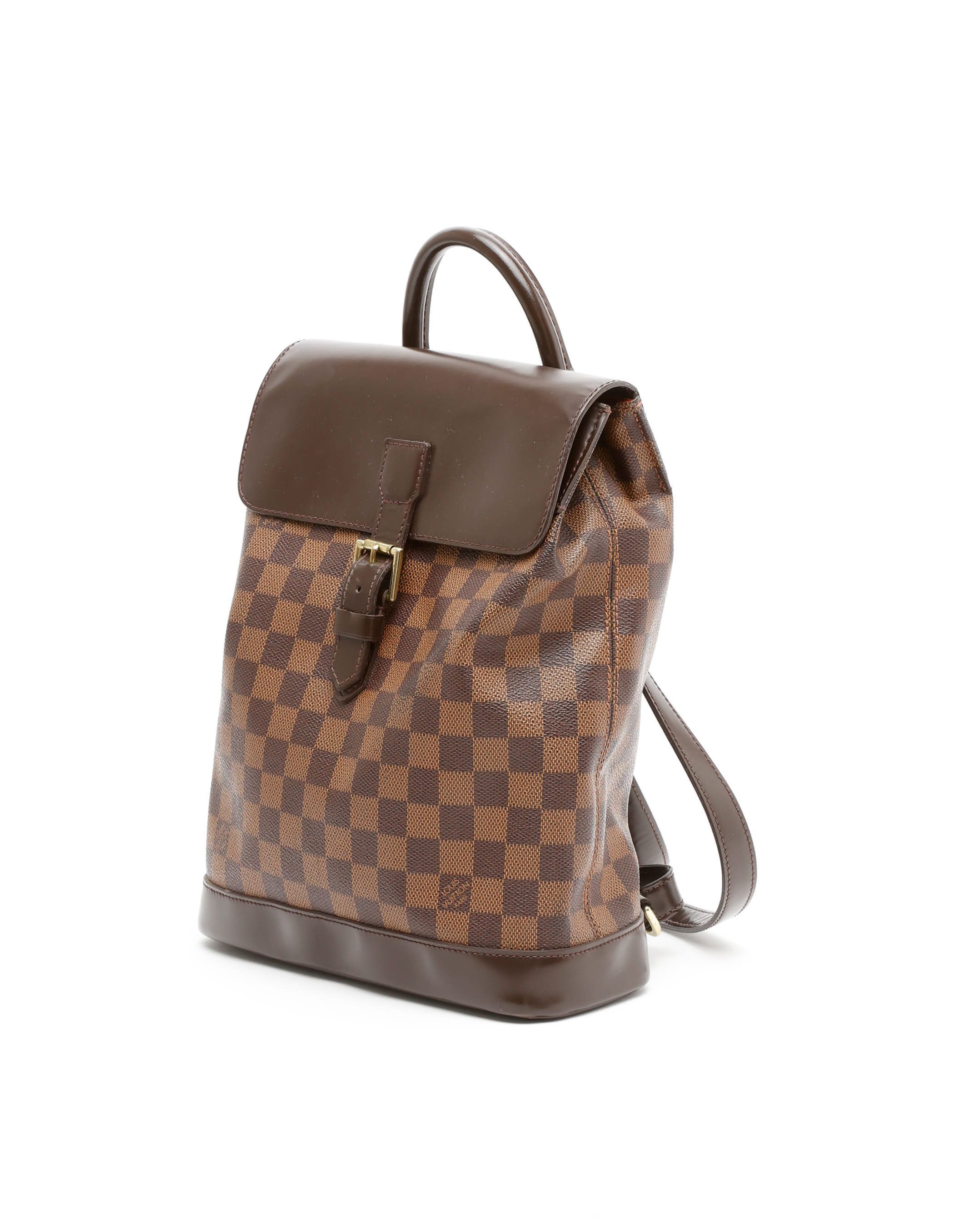 Pre-owned Louis Vuitton Damier Ebene Soho Backpack In Brown