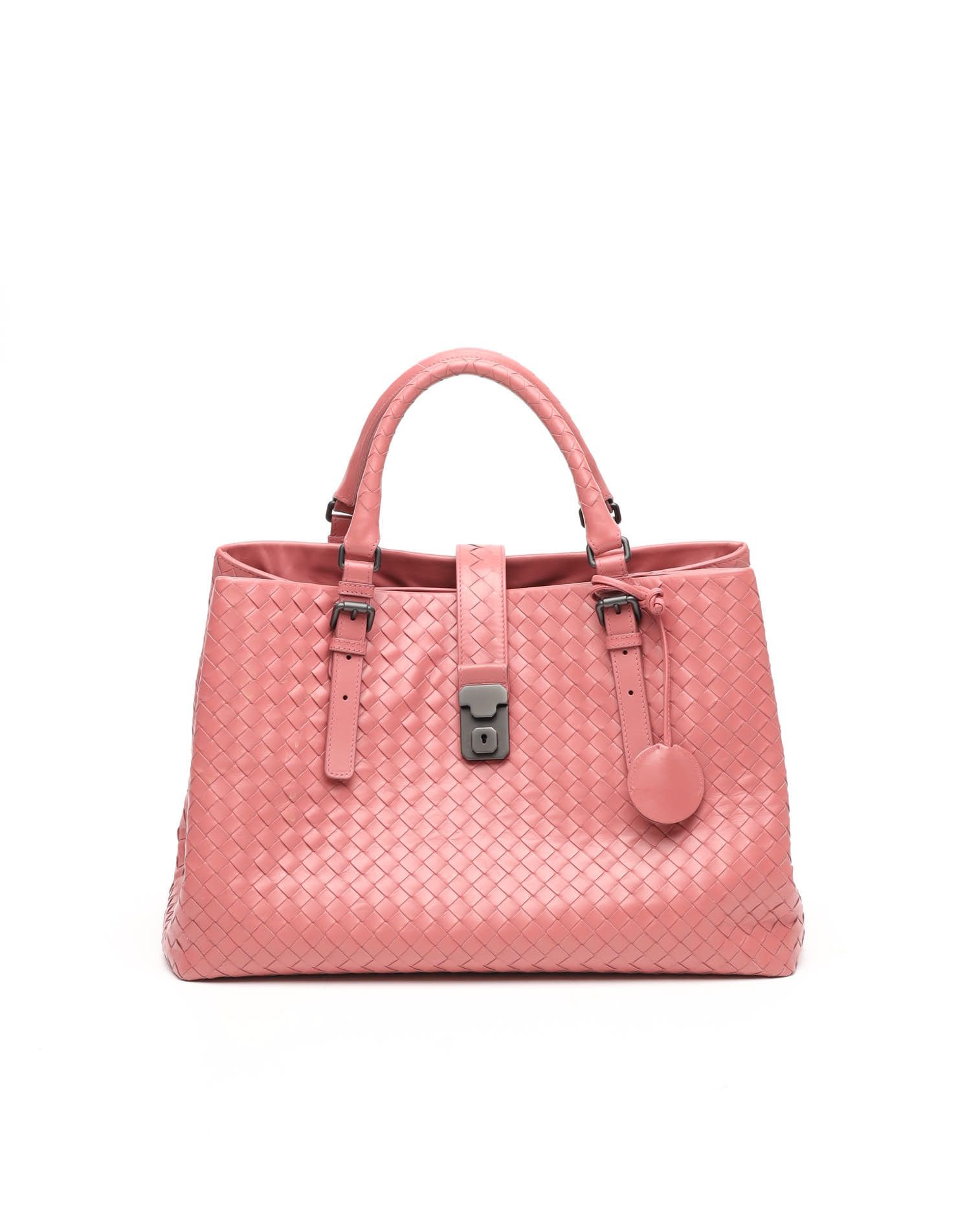 Bottega Veneta Intrecciato Medium Roma Tote Bag In Pink
