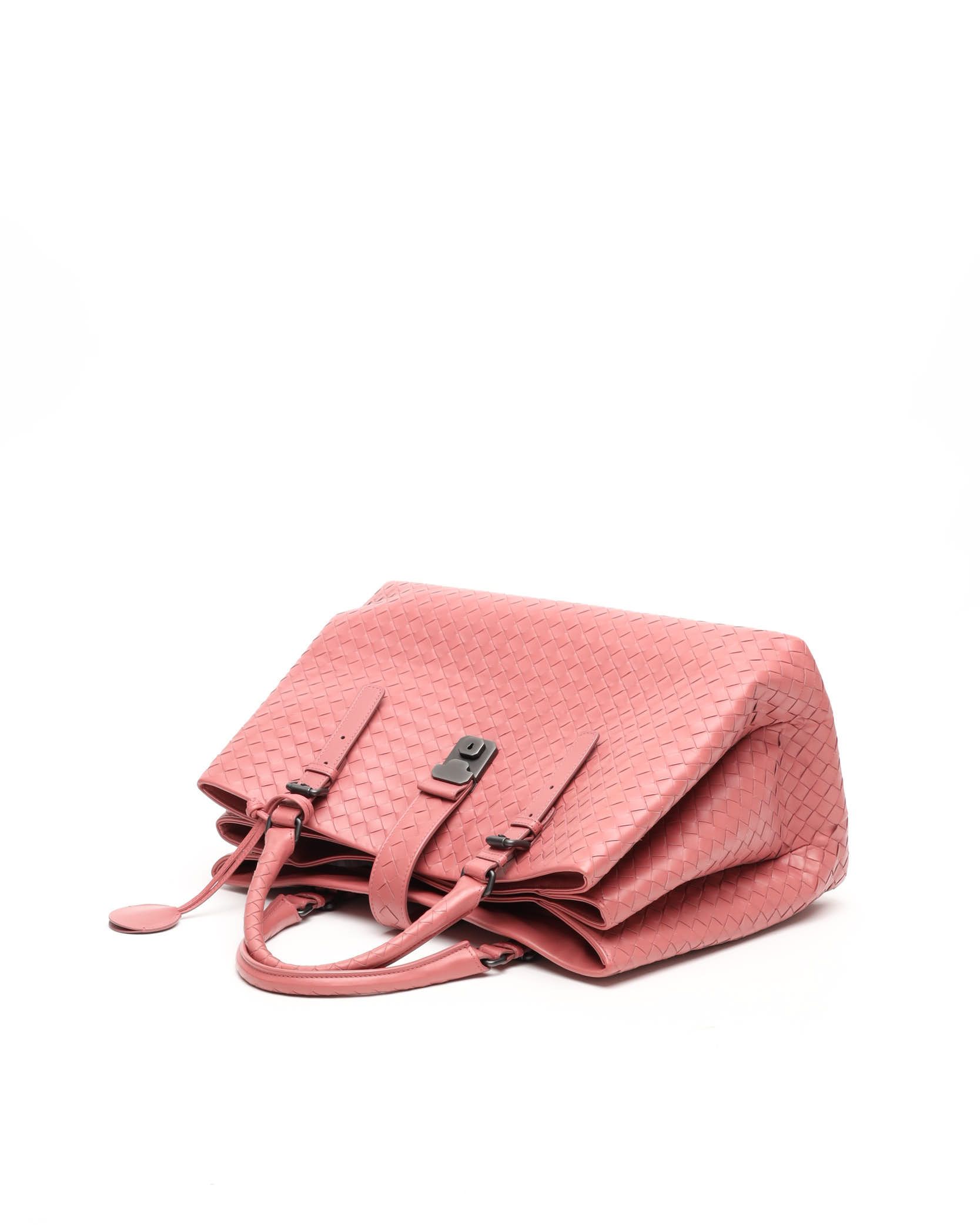 Bottega Veneta Intrecciato Medium Roma Tote Bag In Pink
