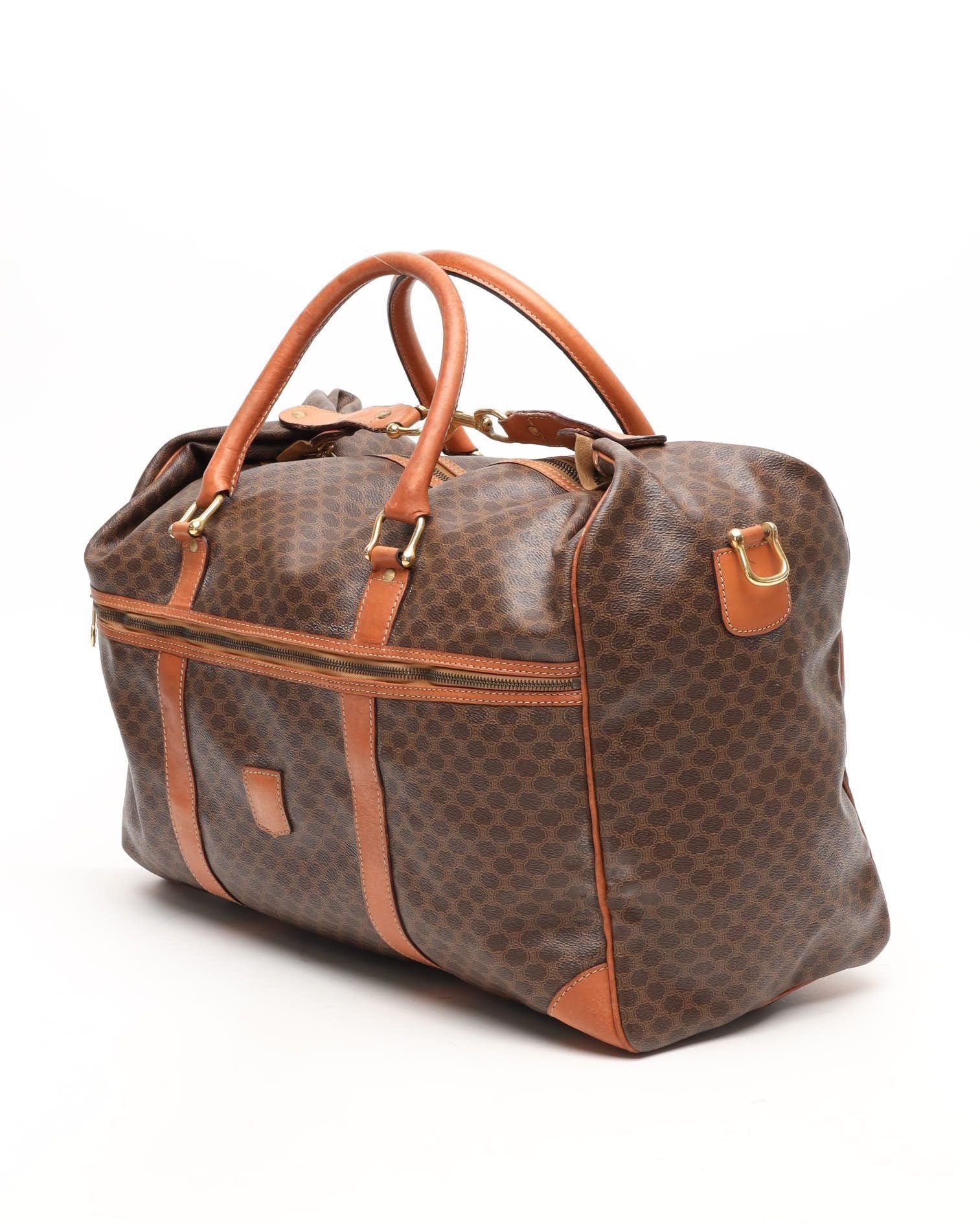 Celine Céline Macadam Boston Weekend Bag In Brown