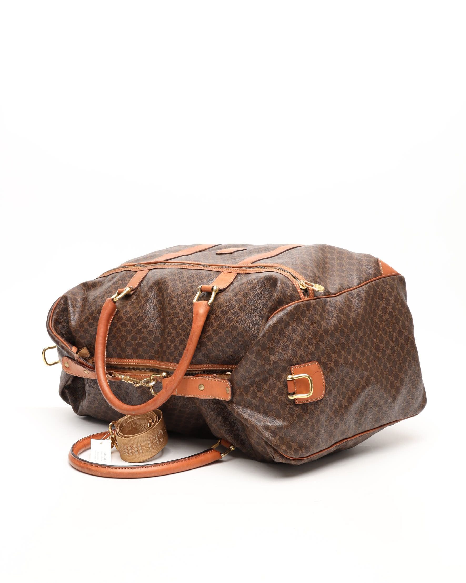 Celine Céline Macadam Boston Weekend Bag In Brown