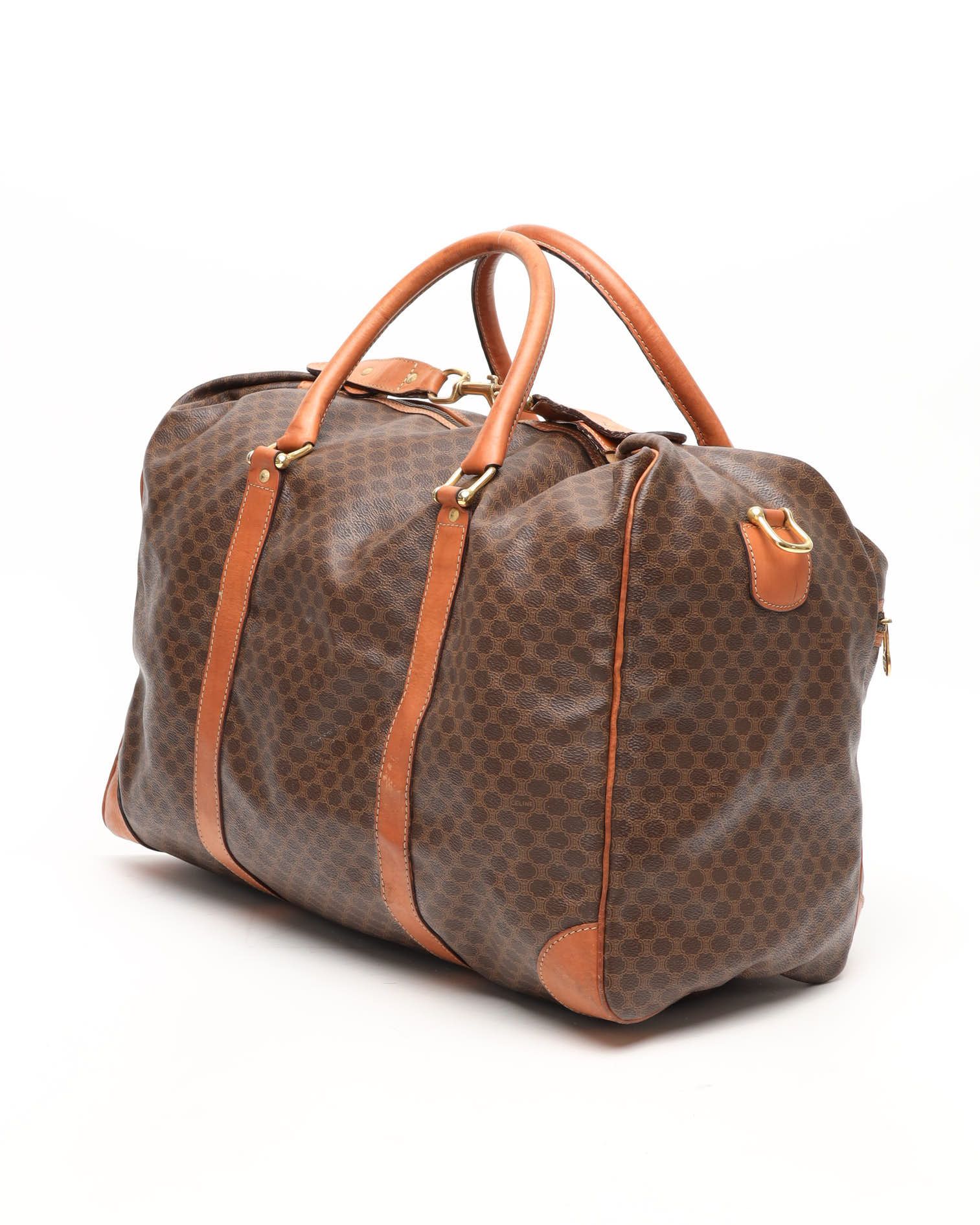 Celine Céline Macadam Boston Weekend Bag In Brown