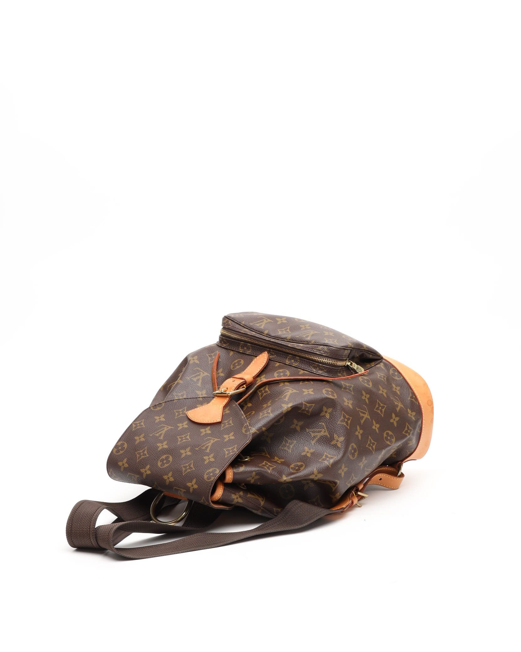 Pre-owned Louis Vuitton Monogram Montsouris Gm Backpack In Brown