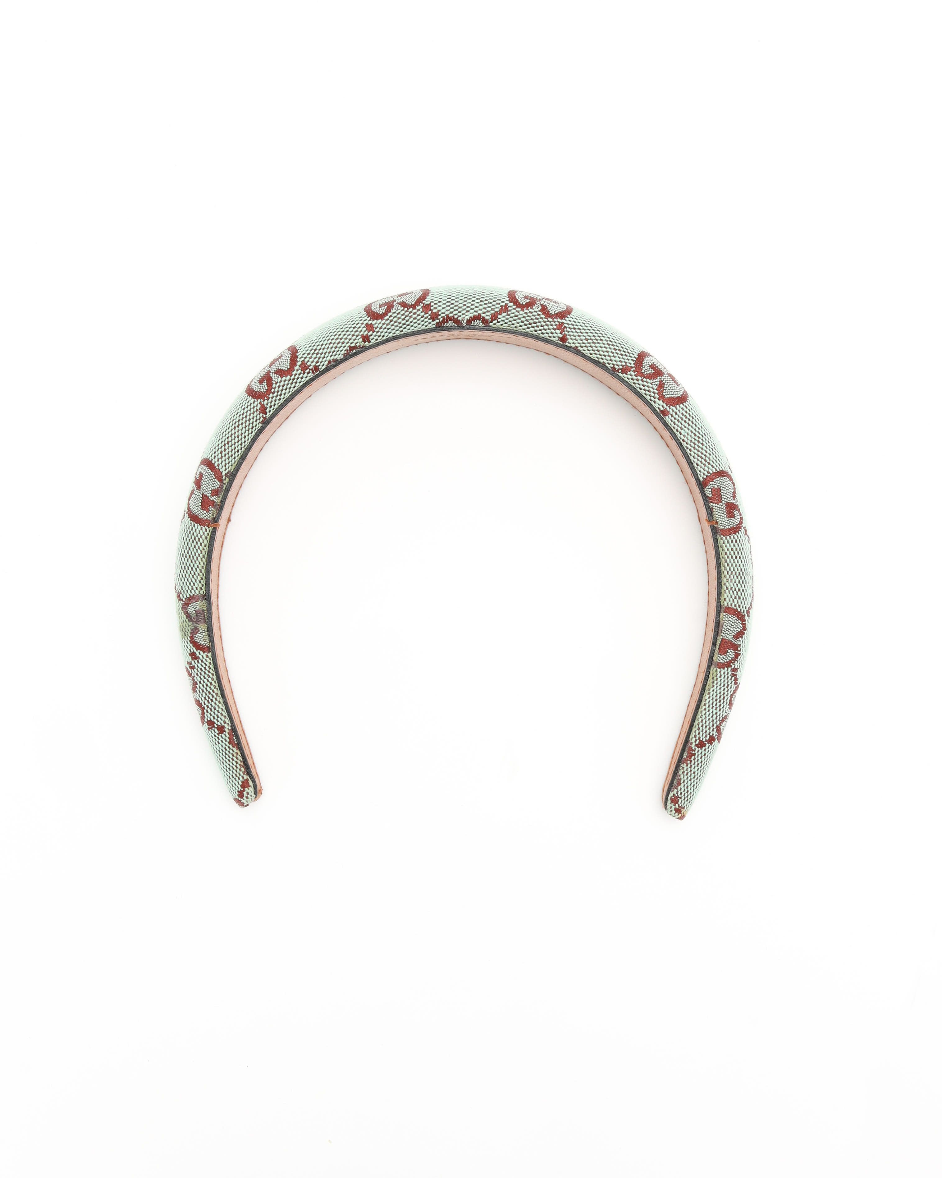 Gucci Canvas And Leather Headband In Blue