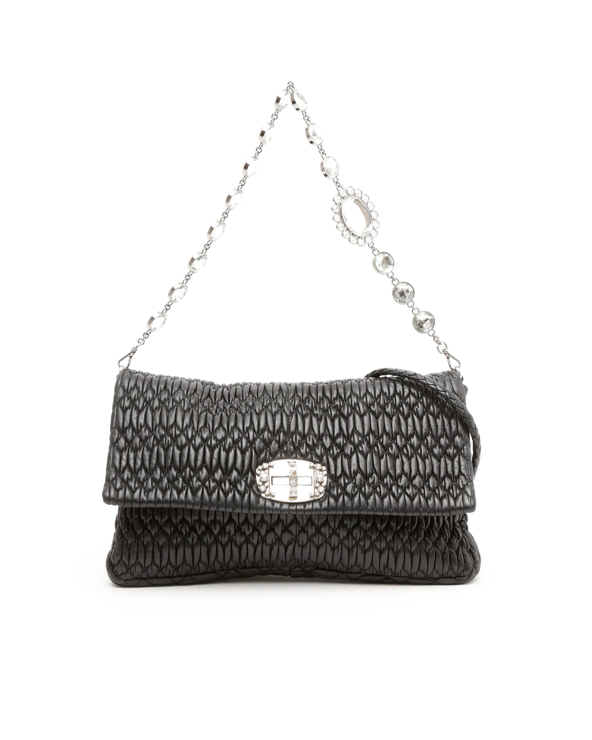 MIU MIU Large Crystal Cloqué Shoulder Bag