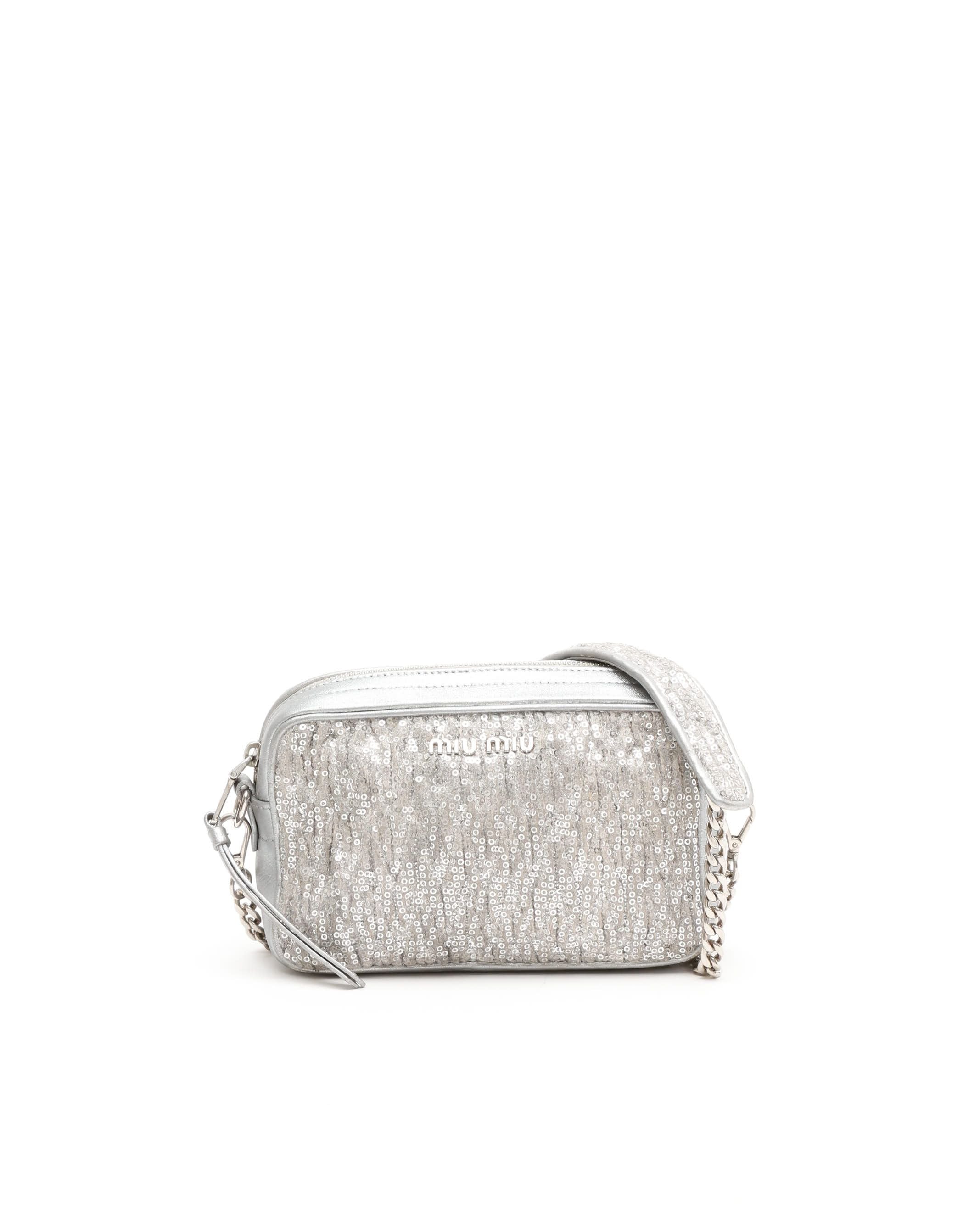 MIU MIU Silver Sequin Crossbody Bag