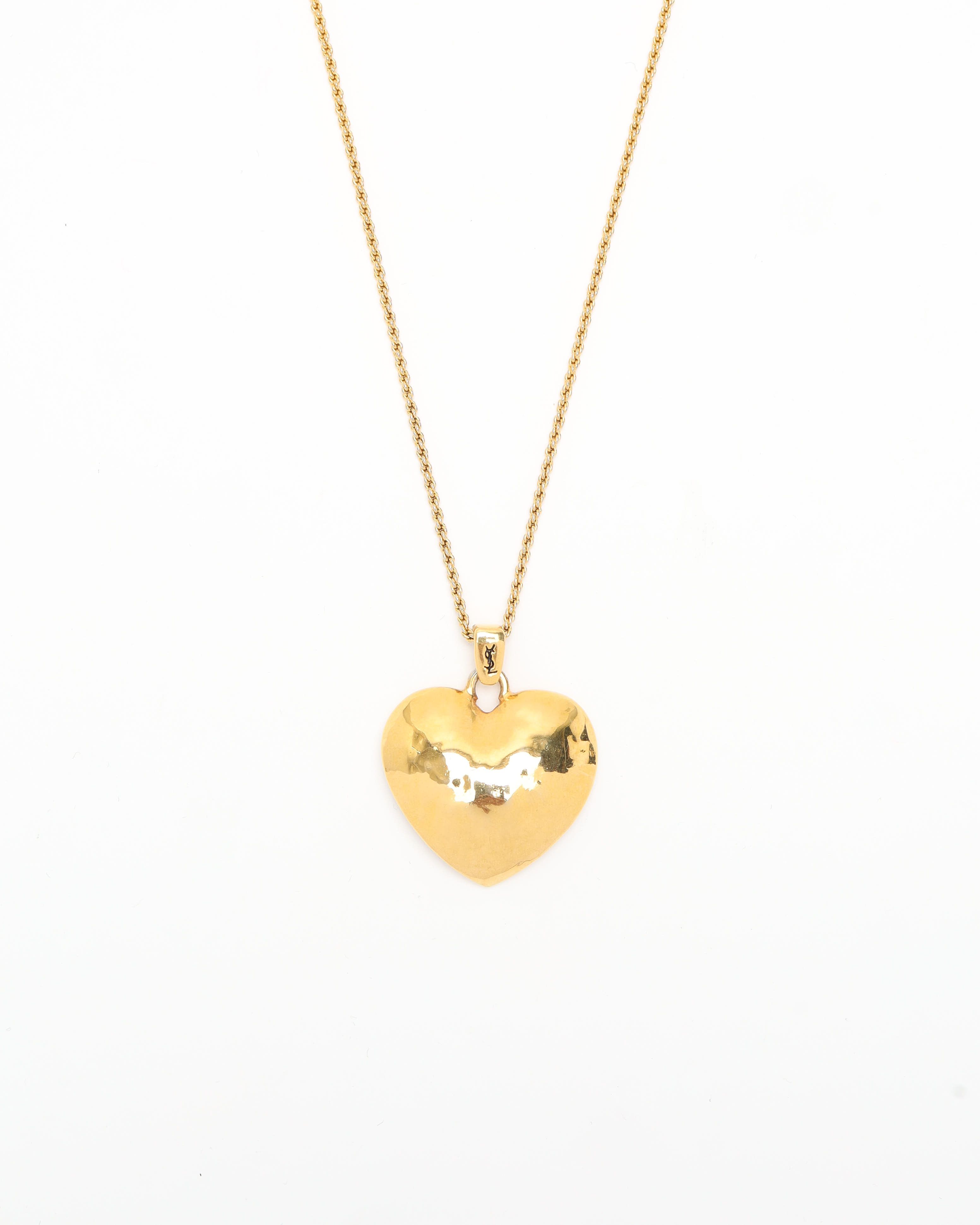 Saint Laurent Heart Necklace In Gold