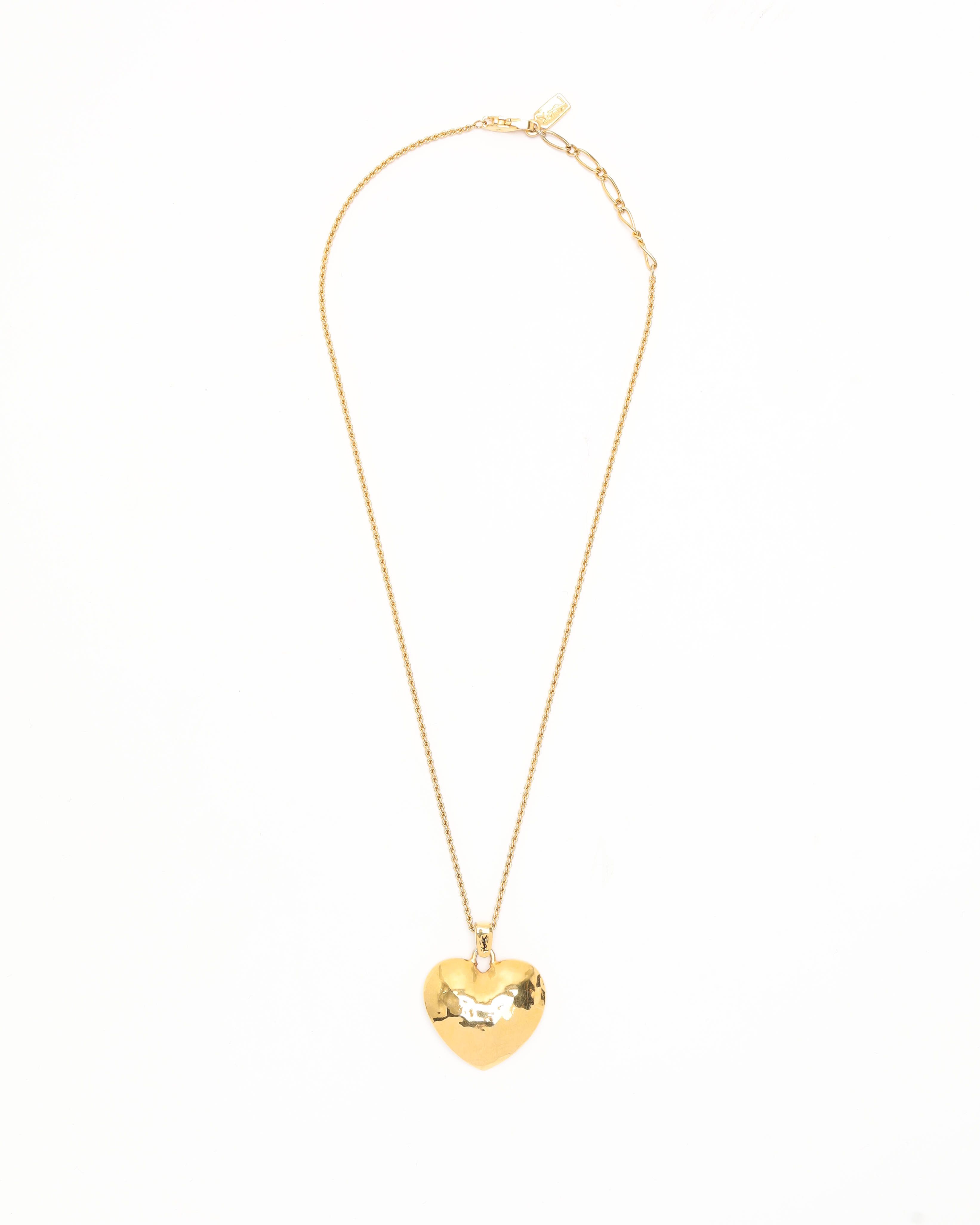 Saint Laurent Heart Necklace In Gold