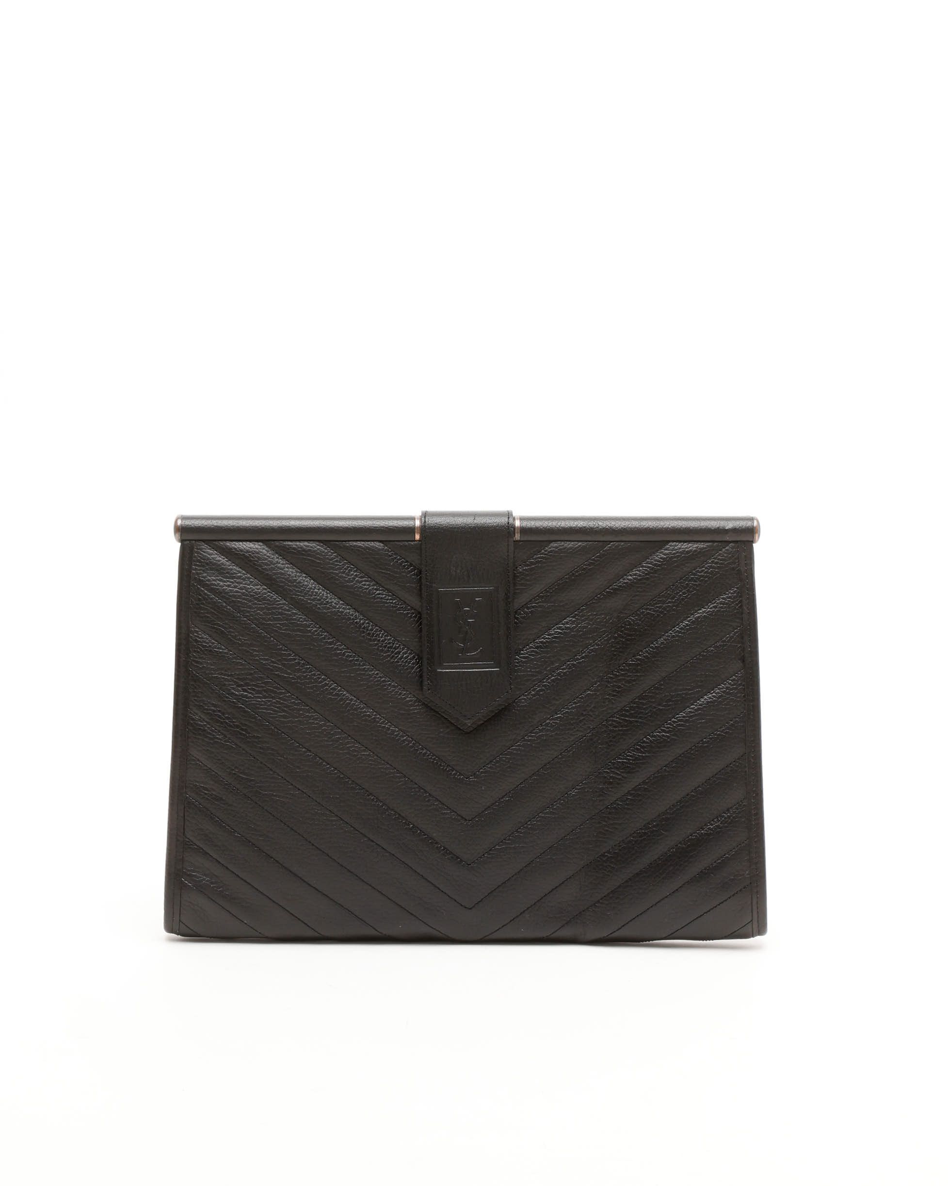 Saint Laurent V-Stitch Leather Clutch Bag