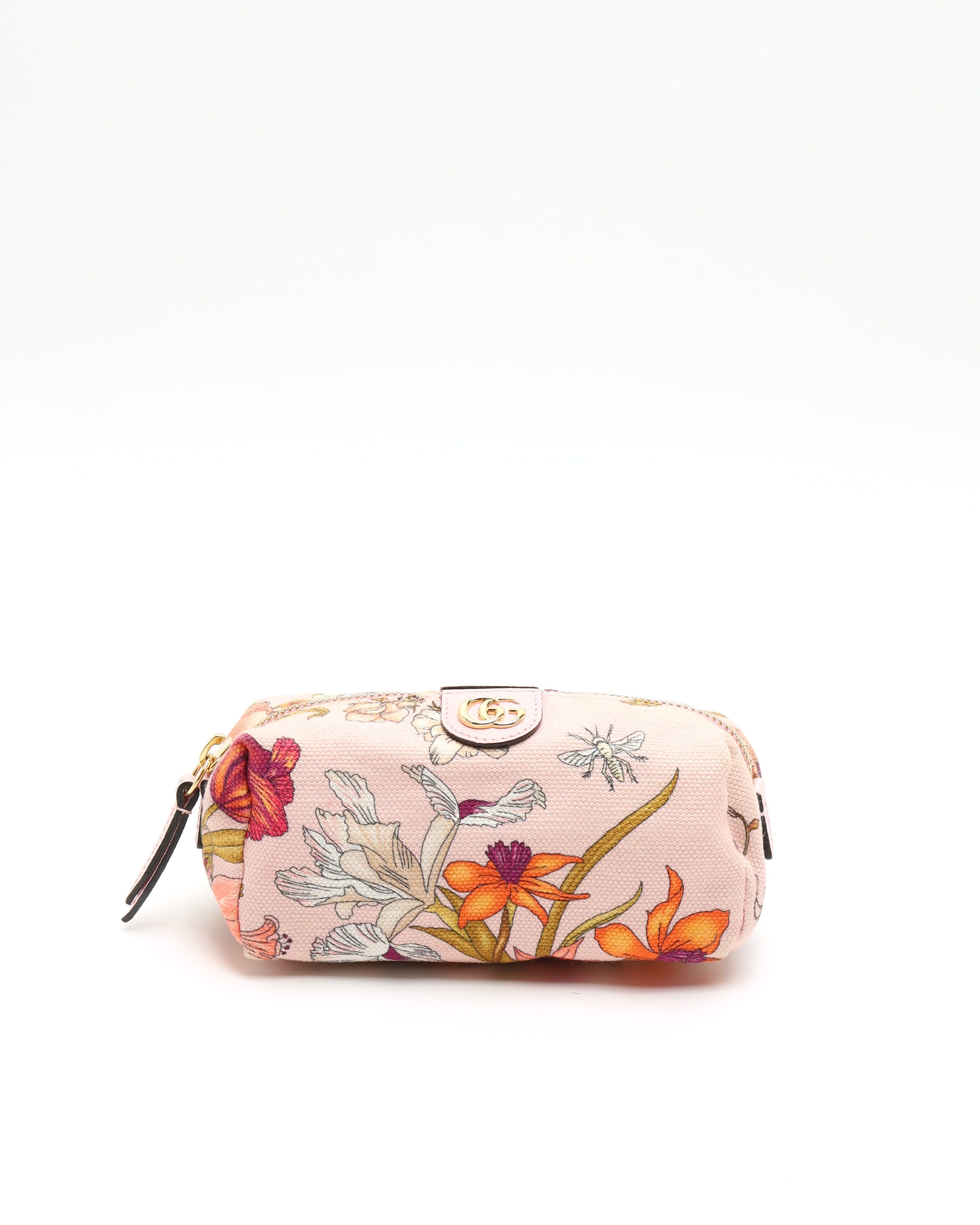 Gucci GG Flora Canvas and Leather Pouch