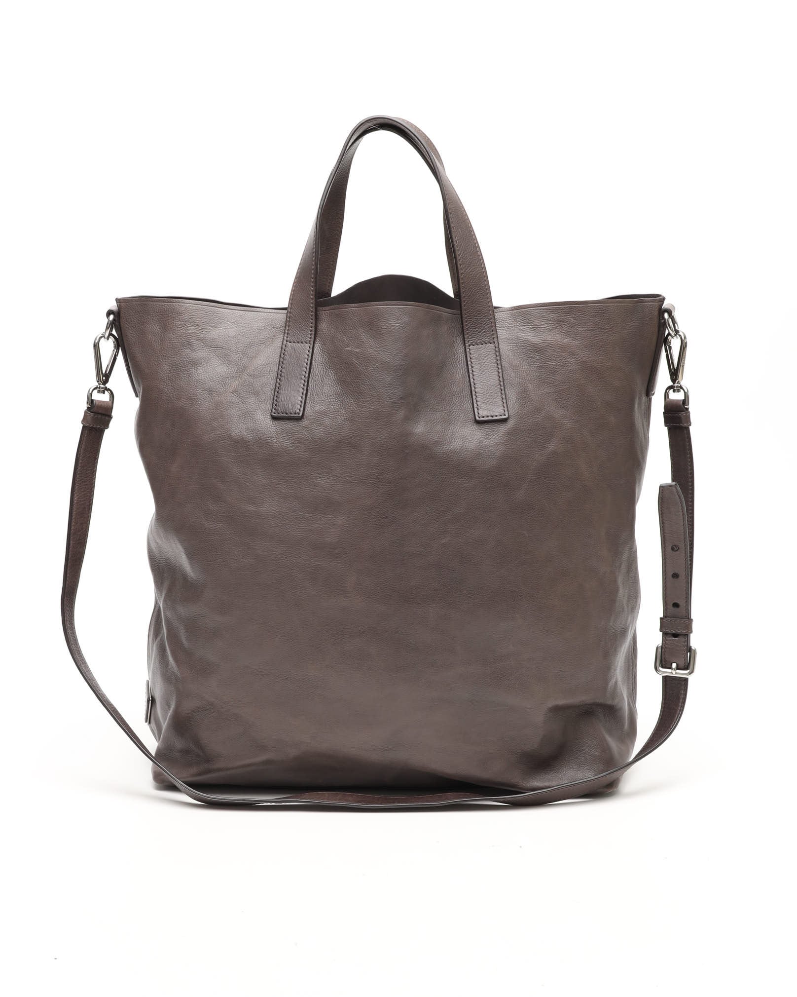 Prada Leather Tote Bag In Brown