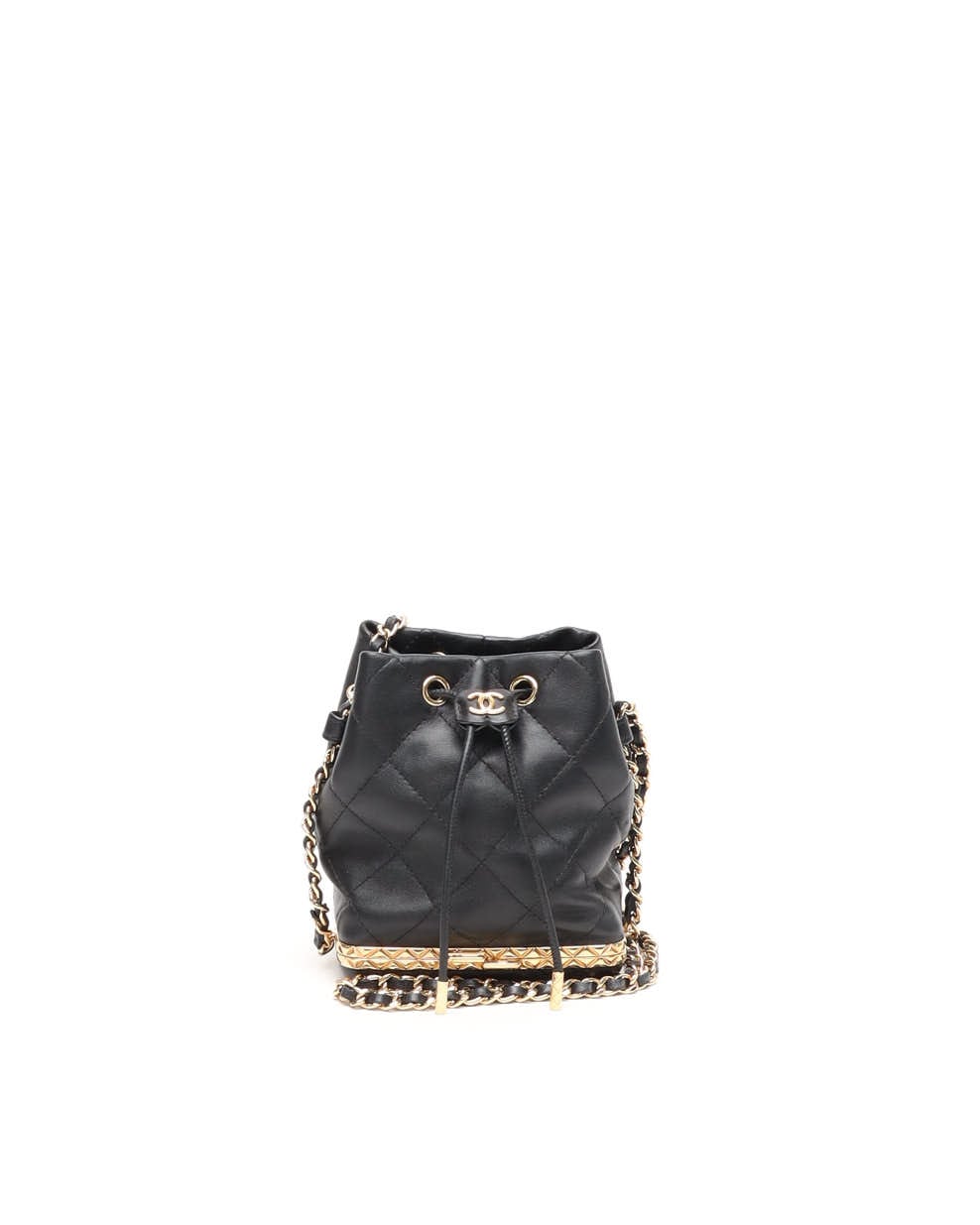 Chanel Mini Drawstring Metal Card Case Bucket Bag