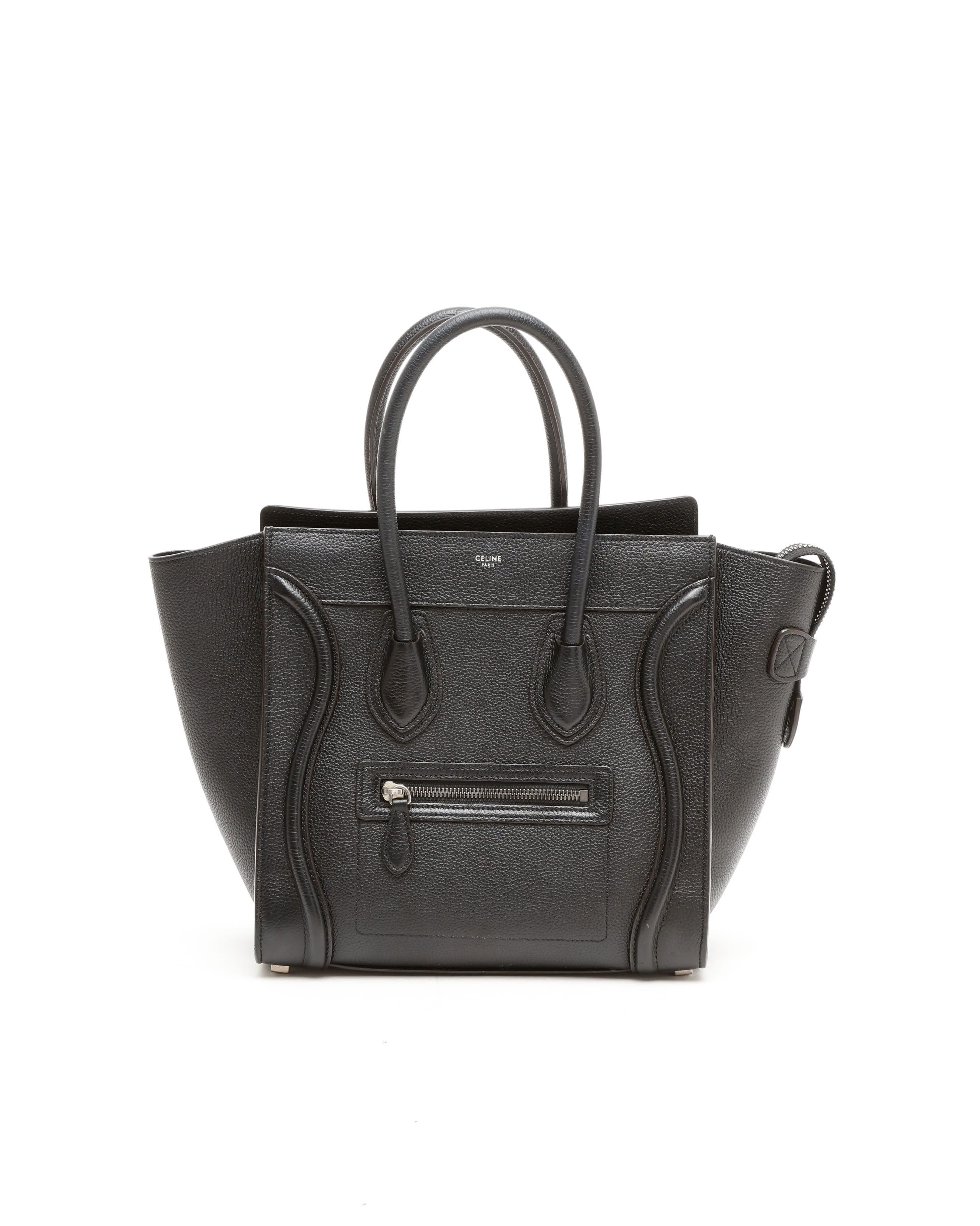 Céline Drummed Calfskin Micro Luggage Tote Bag