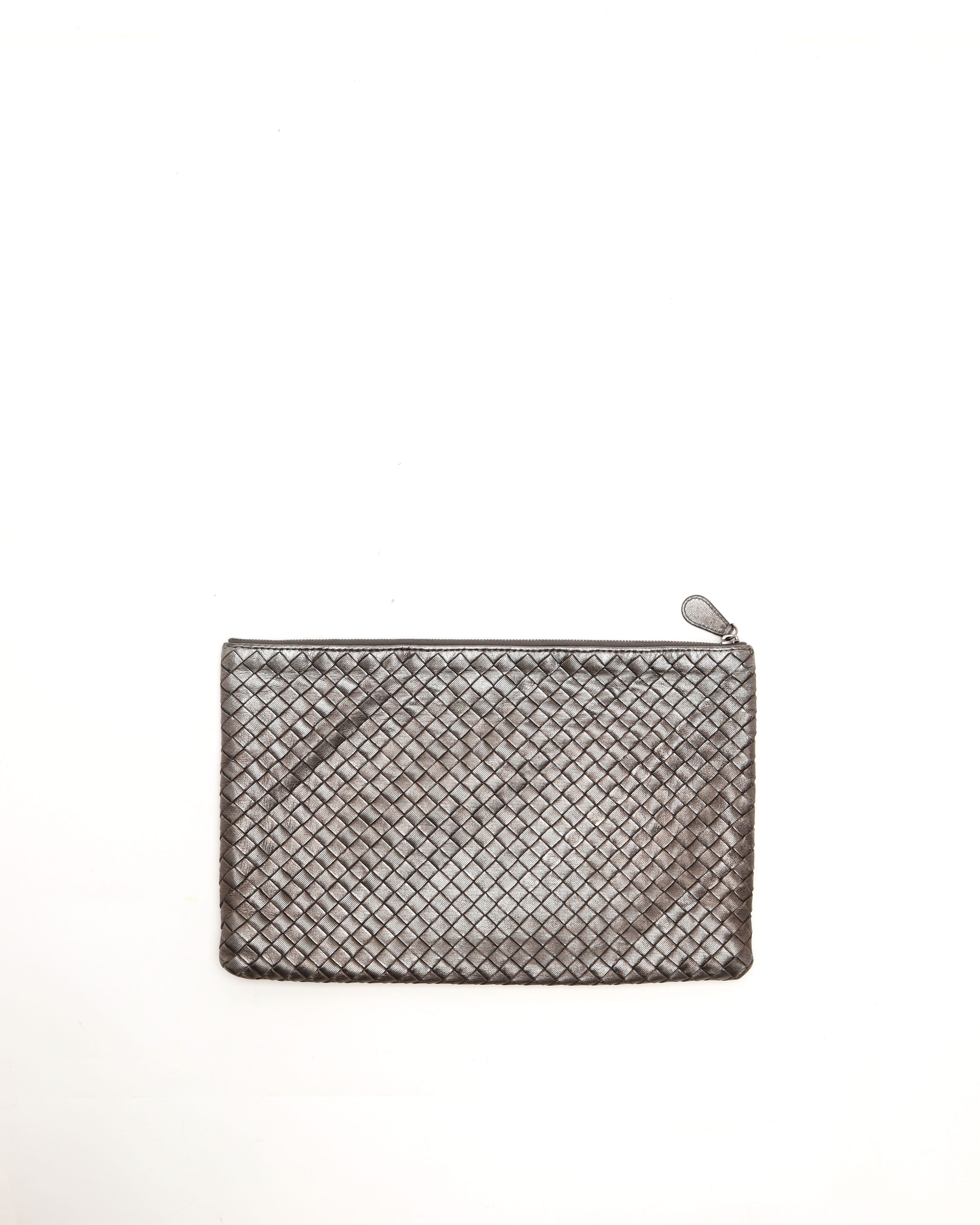 Bottega Veneta Intrecciato Metallic Leather Pouch