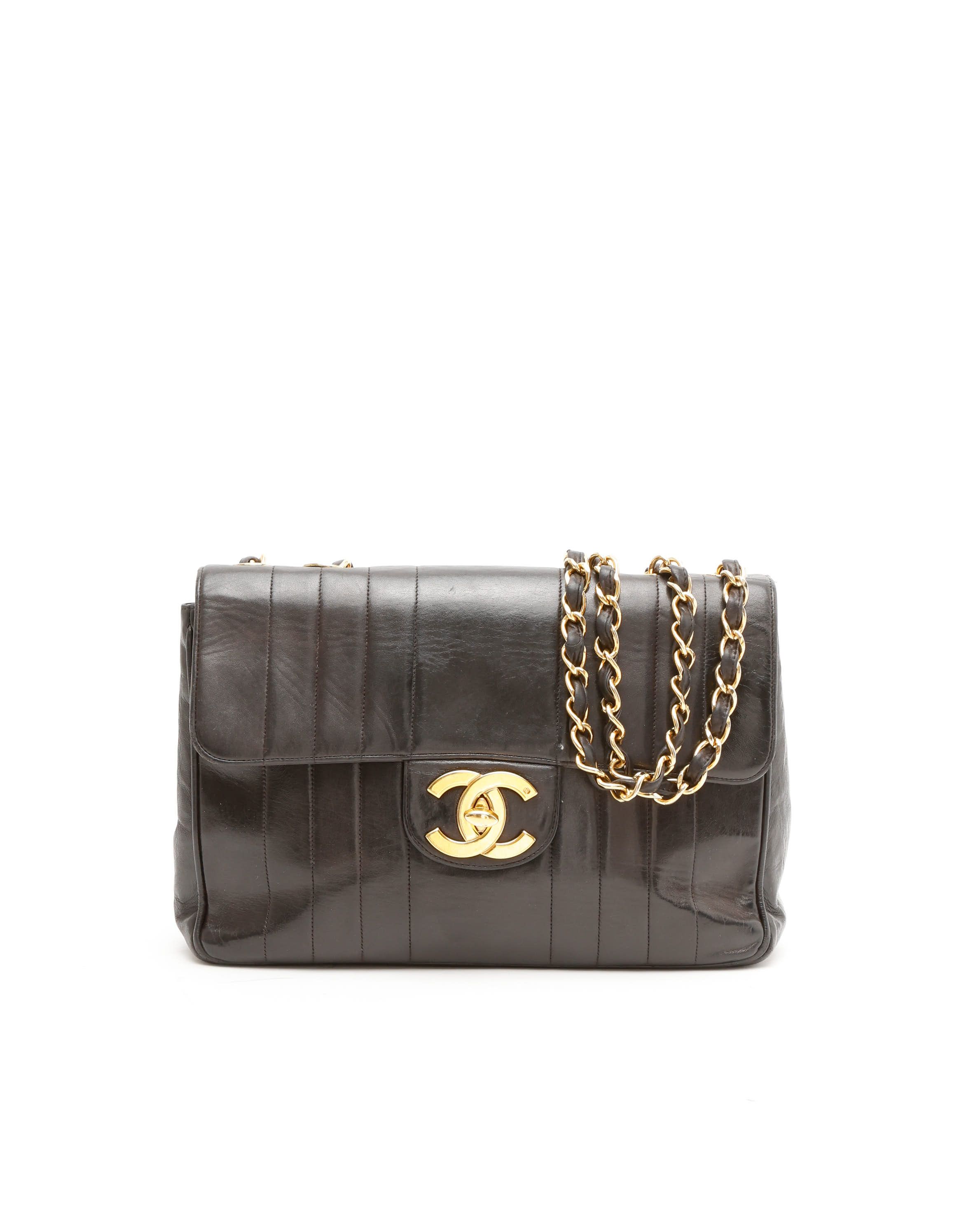 Chanel Lambskin Jumbo Vertical Quilt Jumbo Single Flap Bag