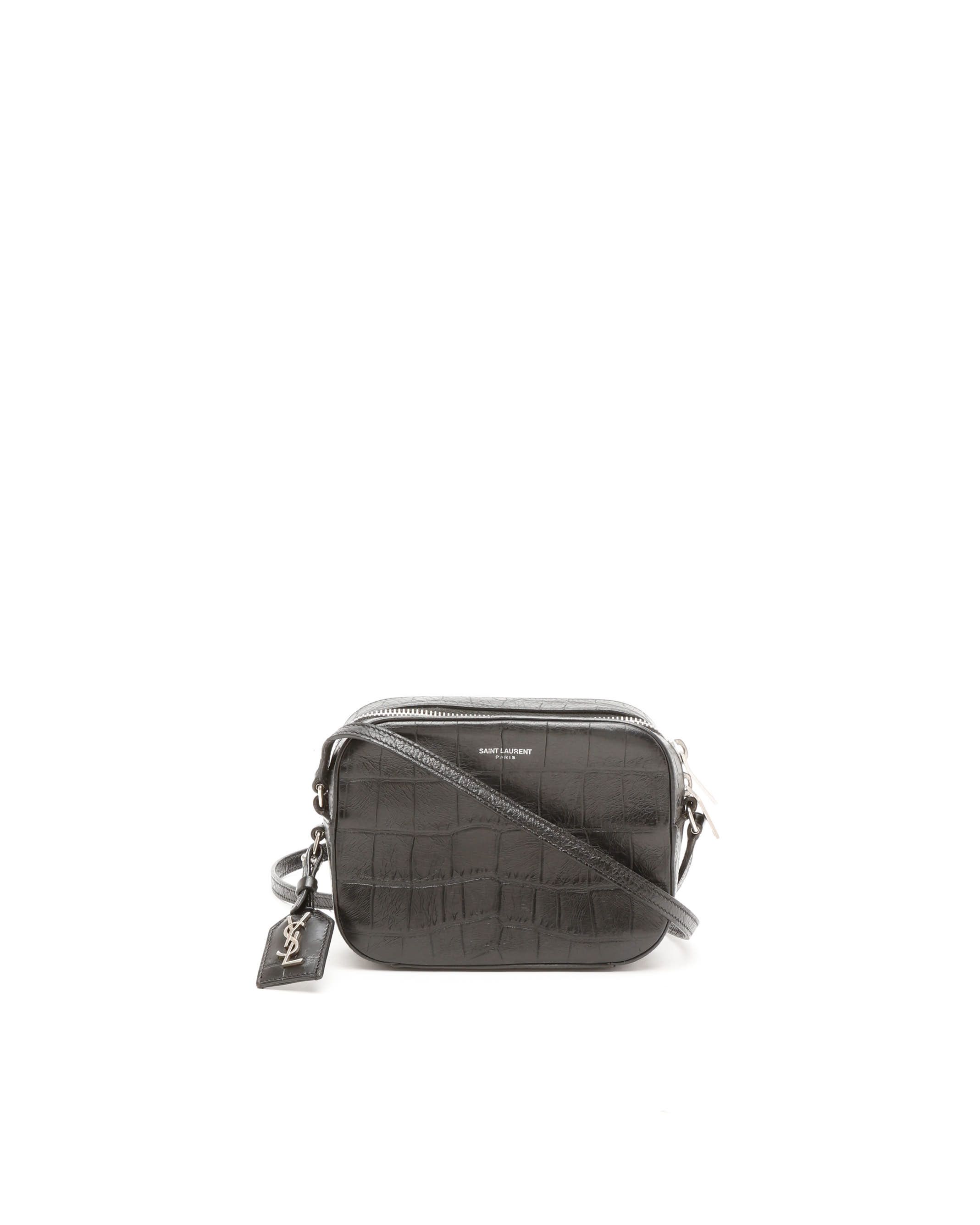 Saint Laurent Croc Camera Crossbody Bag