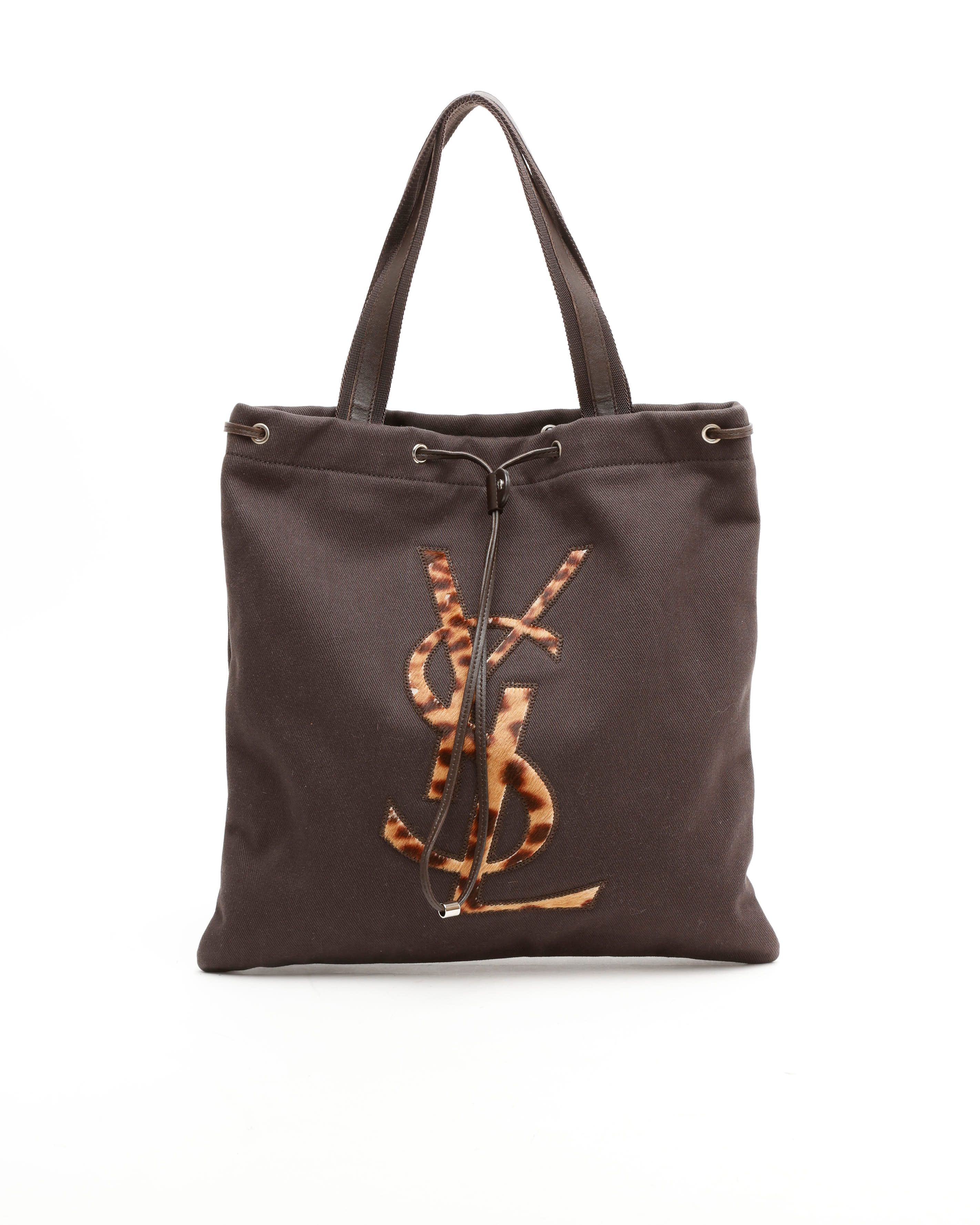 Saint Laurent Kahala Leopard Tote Bag