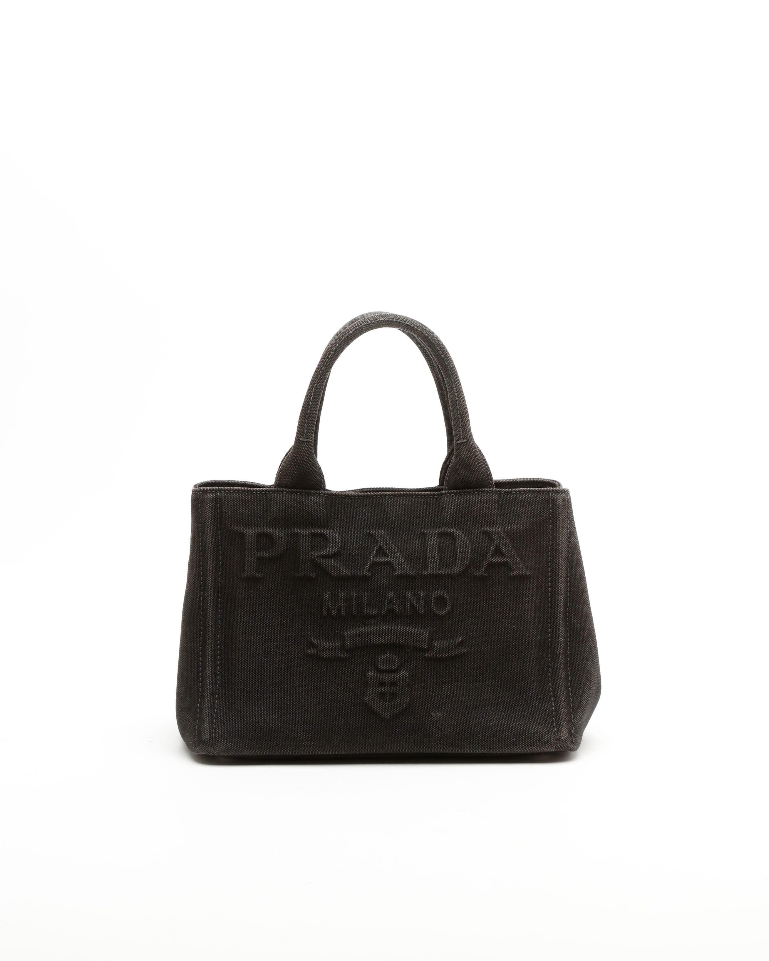 Prada Canapa Tote Bag In Black