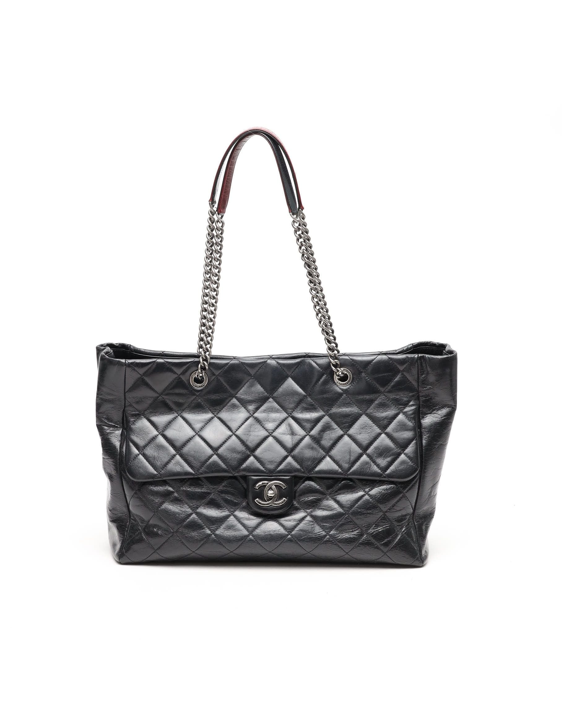 Chanel Large Quilted Glazed Duo Color Tote Bag