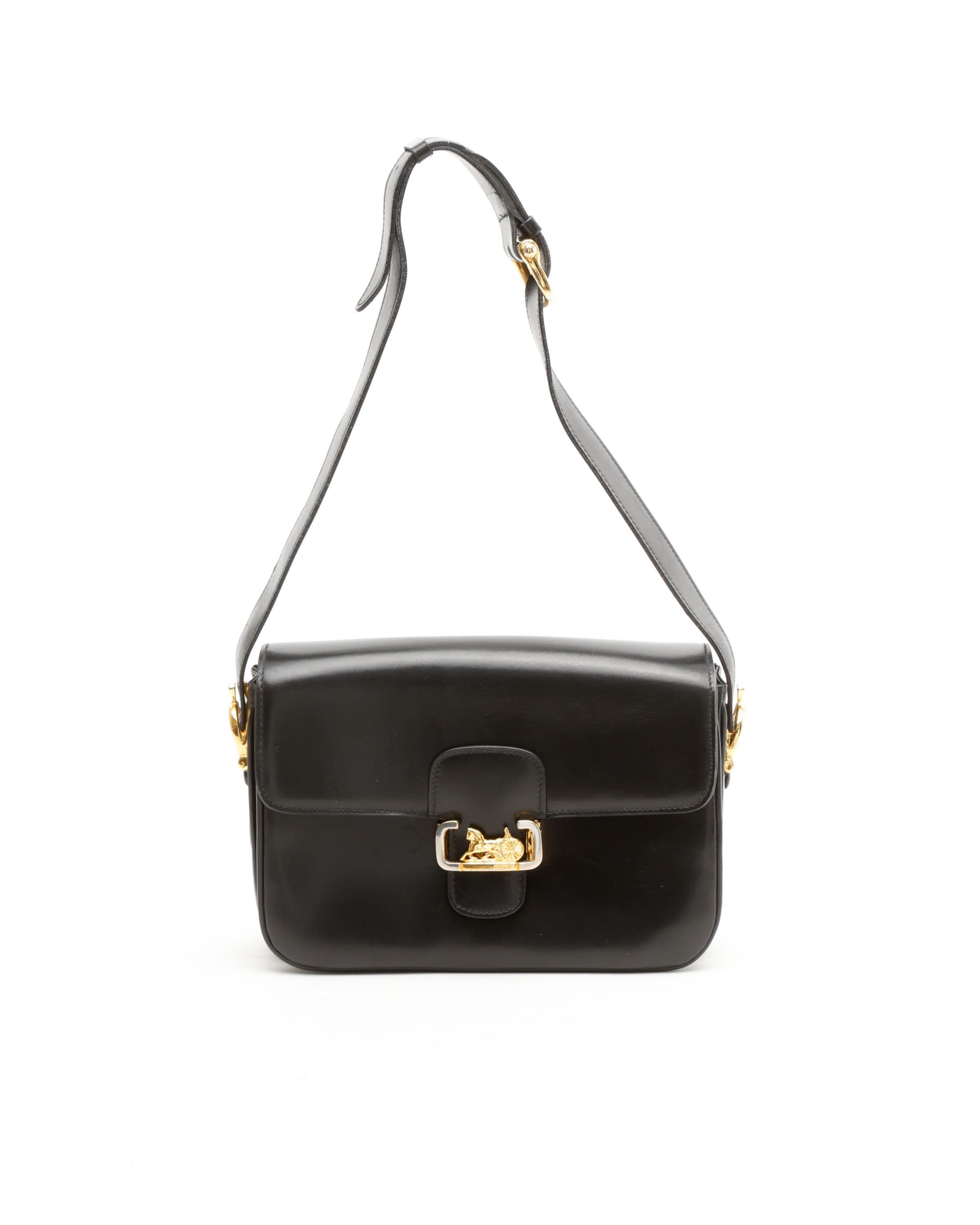 Celine Céline Horse Carriage Shoulder Bag In Black