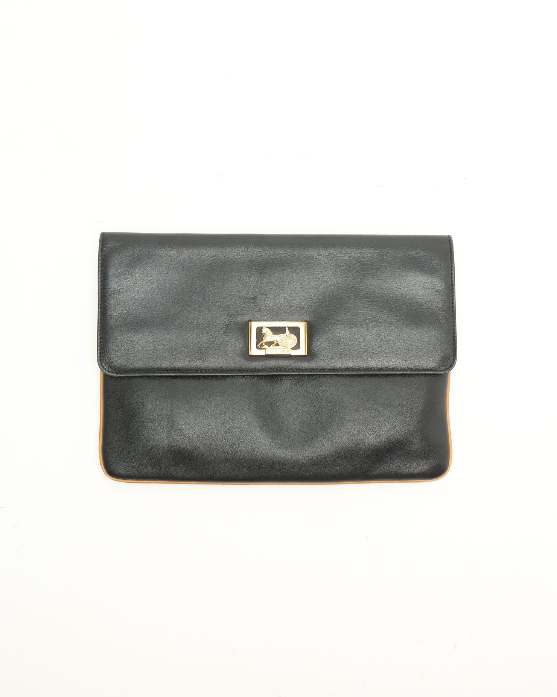 Celine Céline Horse Carriage Clutch Bag In Black