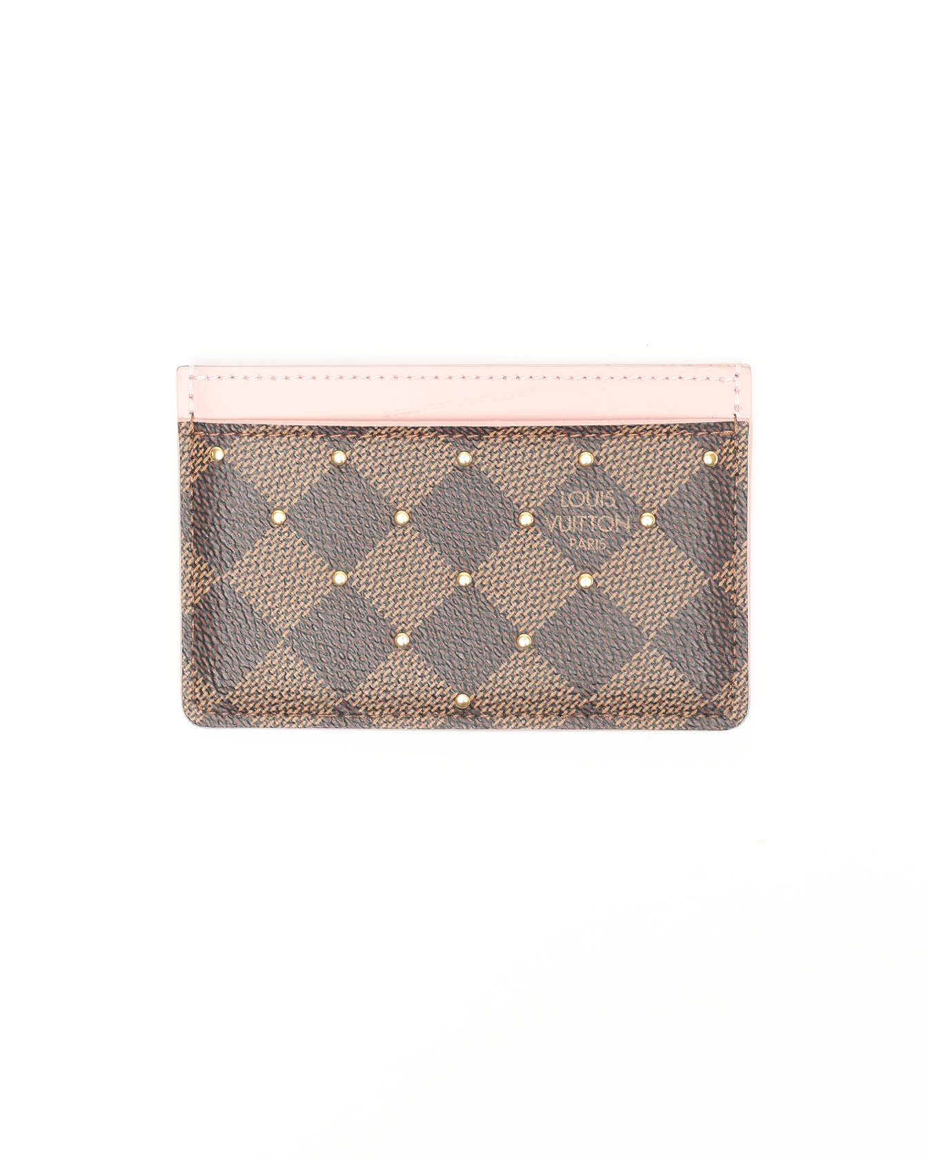 Louis Vuitton Damtier Ebene Studded Rose Ballerina Card Holder
