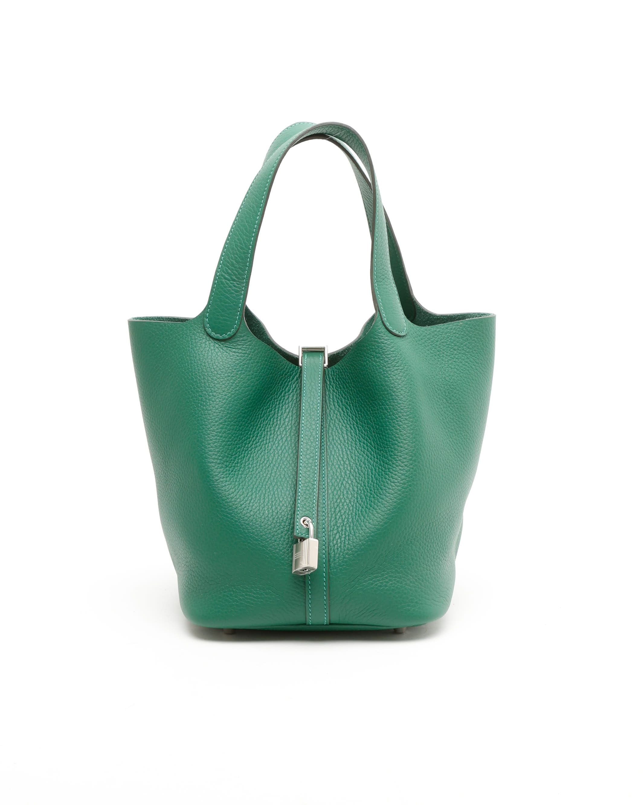 Hermès Clemence Picotin 22 Vert Moyen Bag