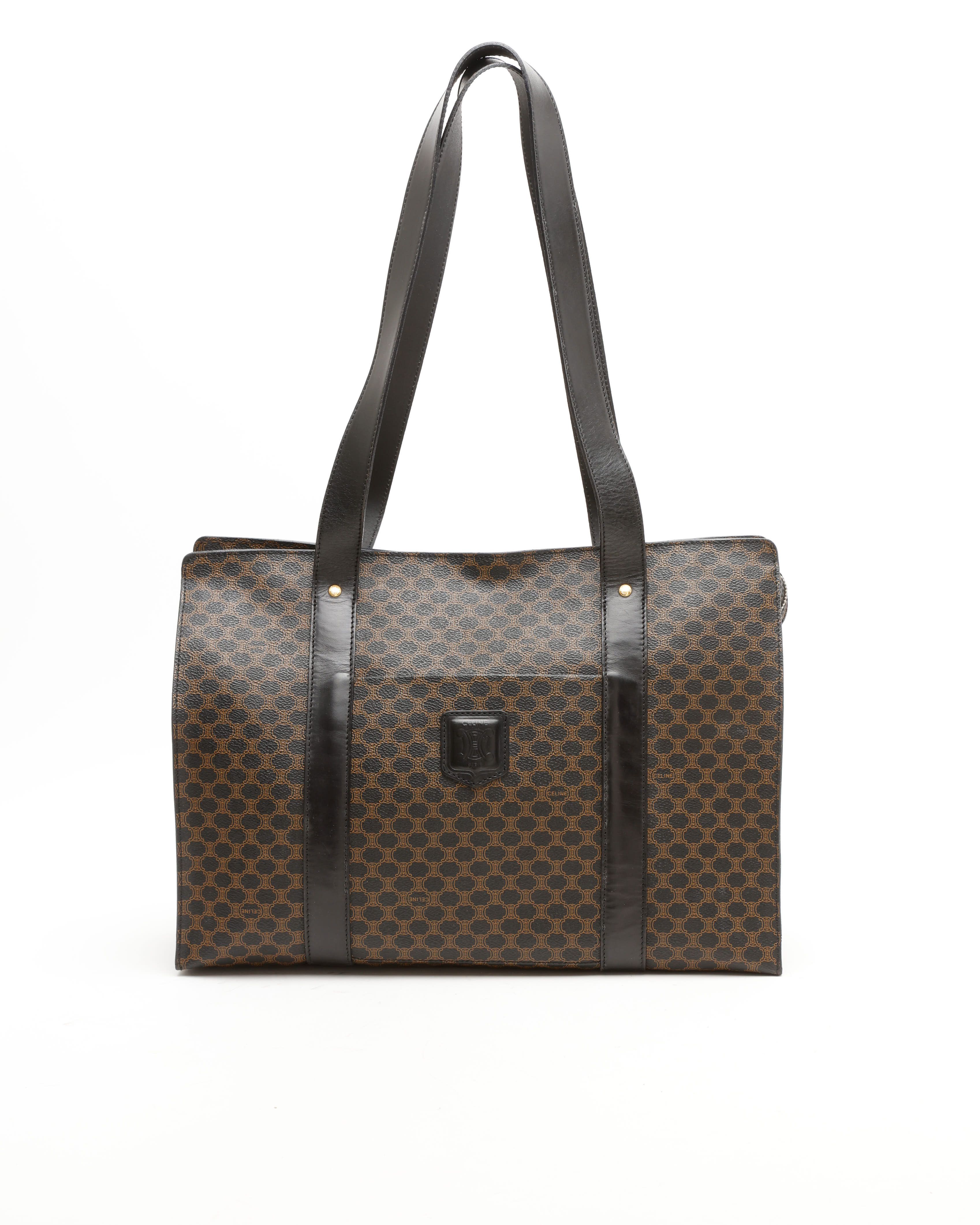 Celine Céline Macadam Tote Bag In Brown