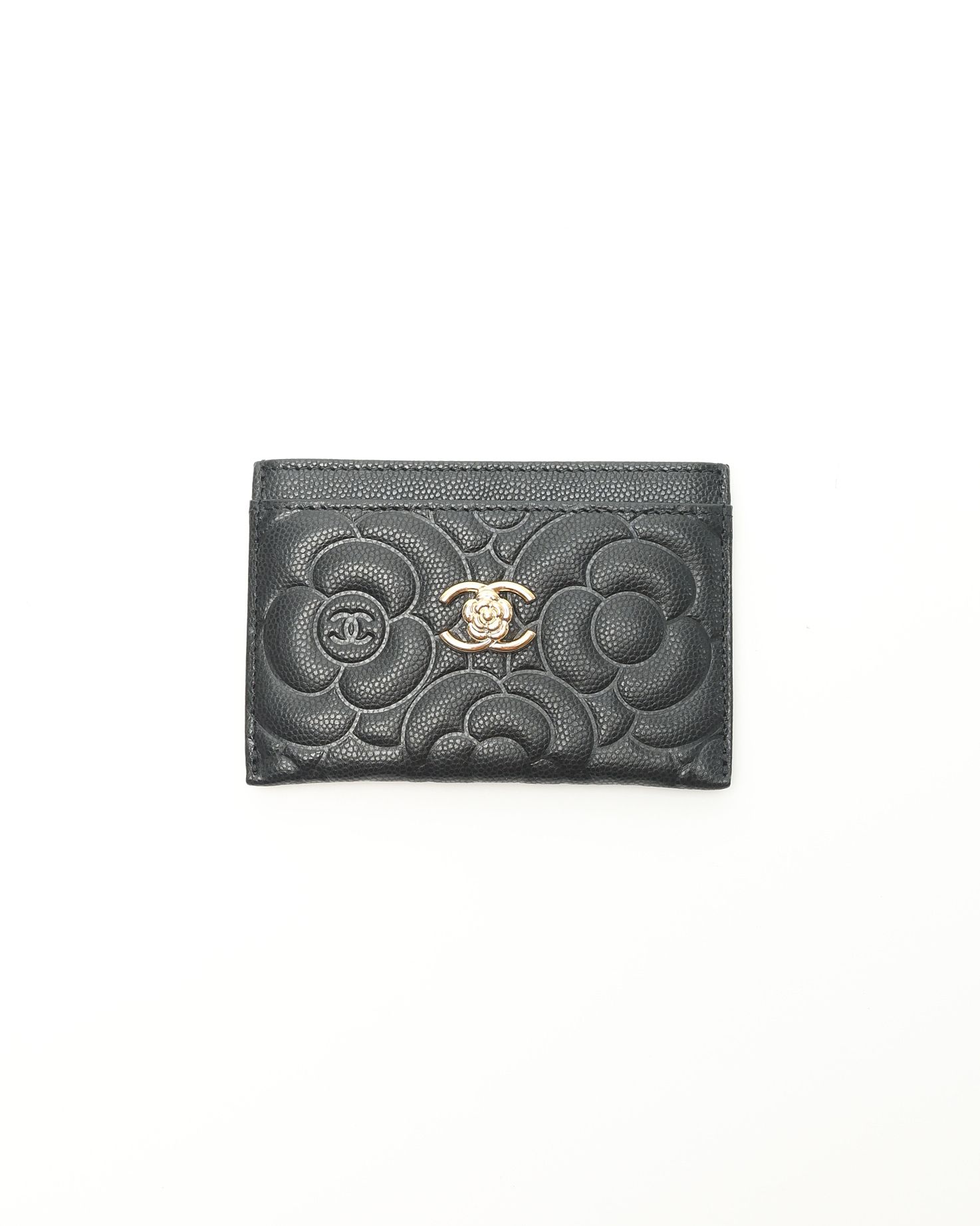 Chanel Camelia Caviar Card Holder