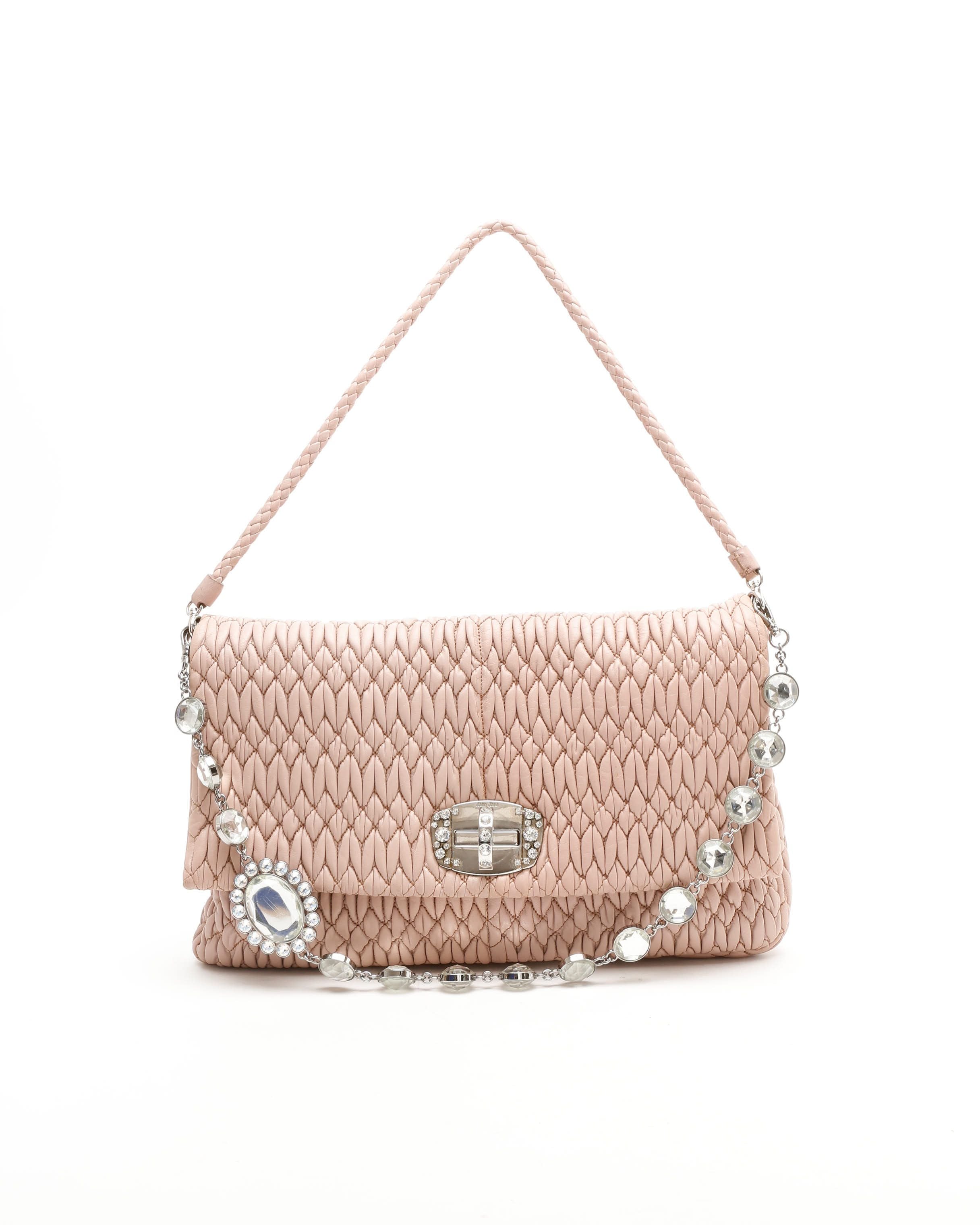 MIU MIU Large Crystal Cloqué Shoulder Bag