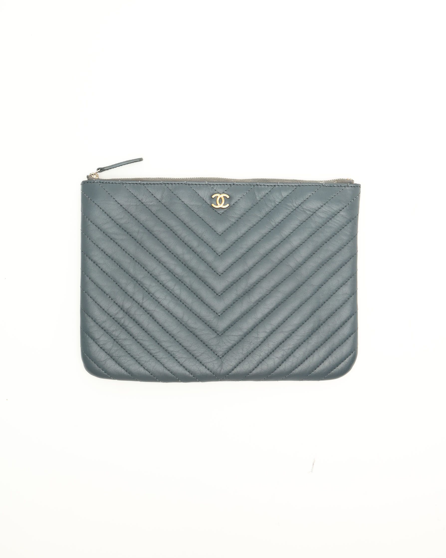 Chanel Chevron Quilted Clutch Bag