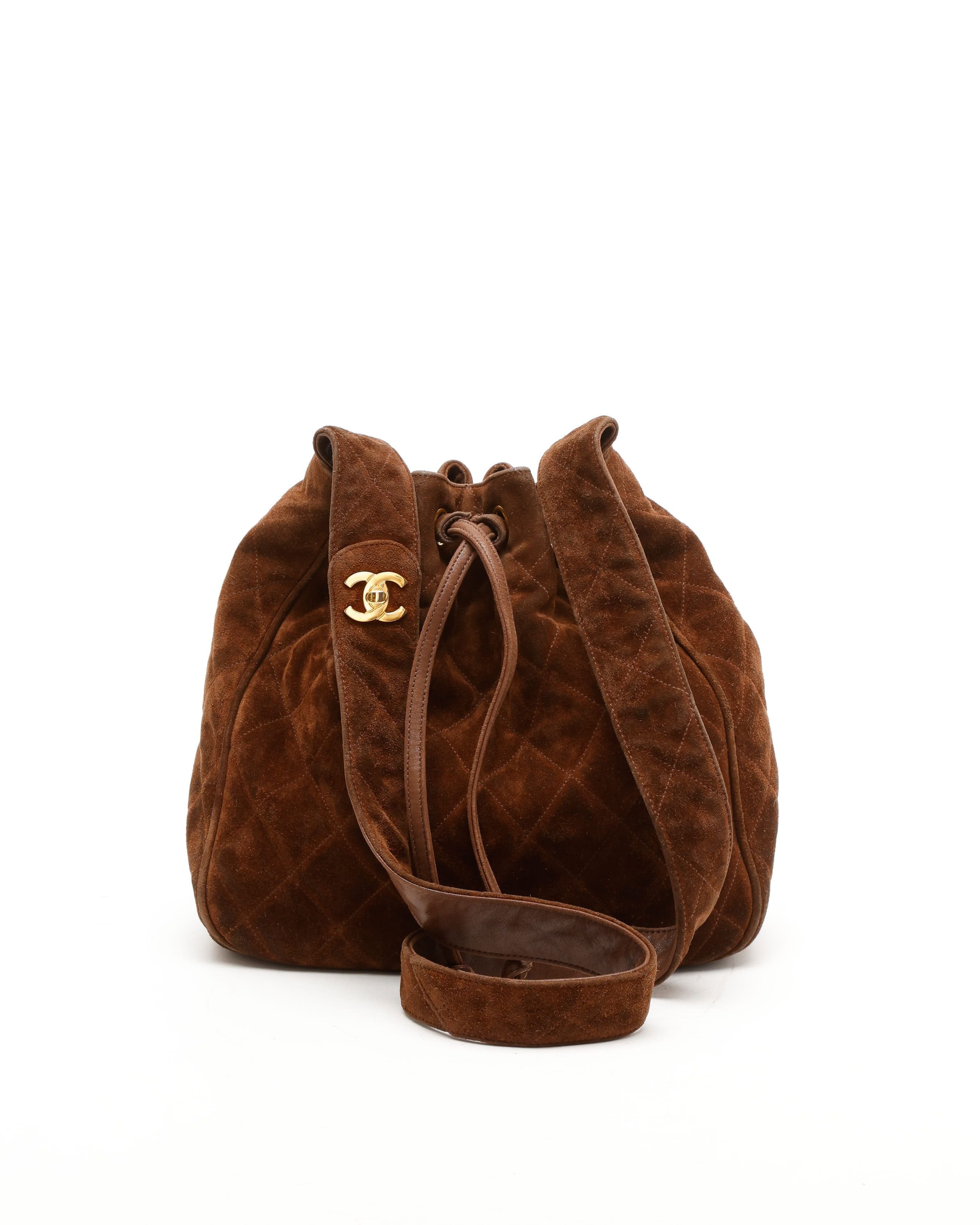 Chanel CC Suede Bucket Bag