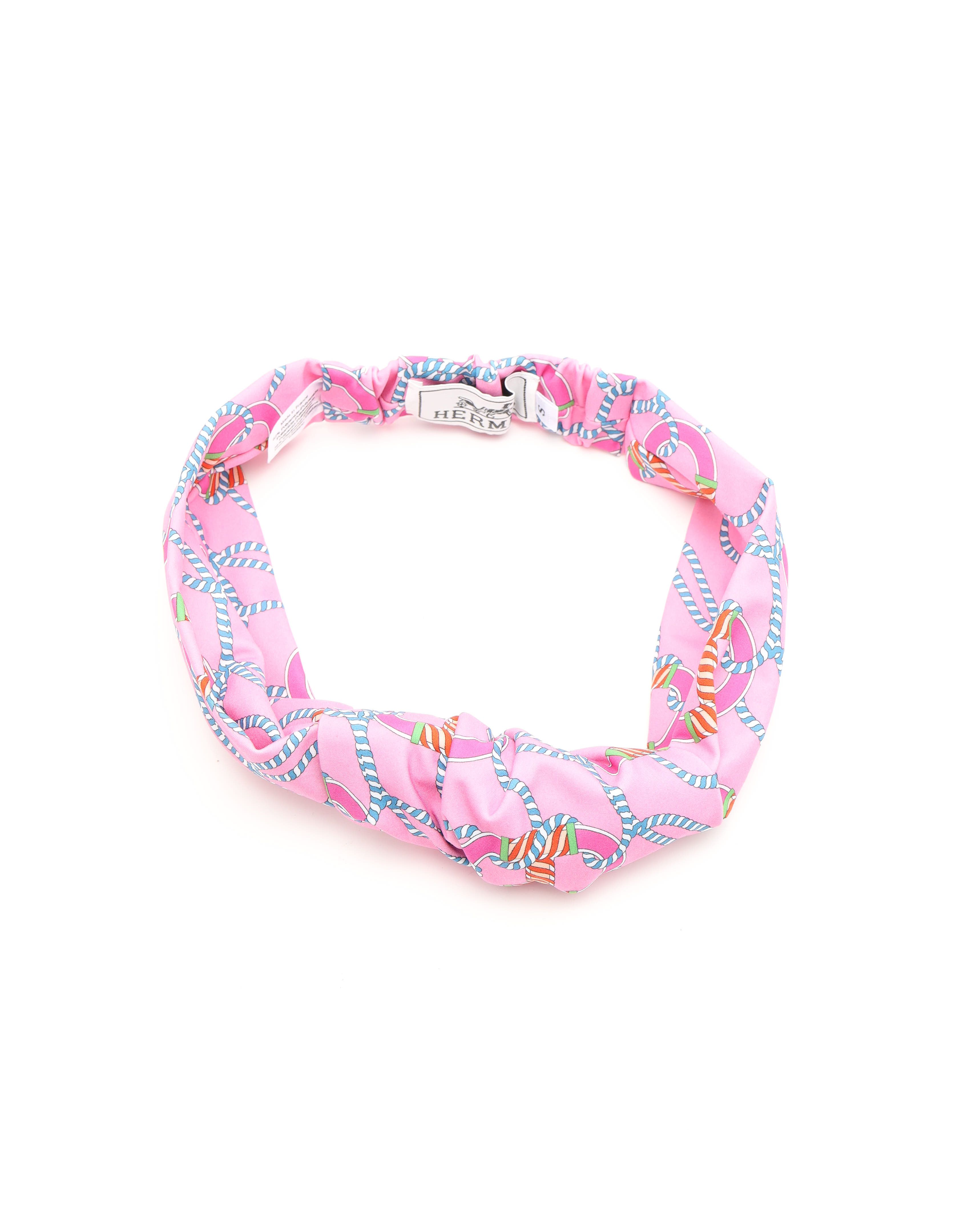 Pre-owned Hermes Hermès Canoe H Gabi Headband In Pink