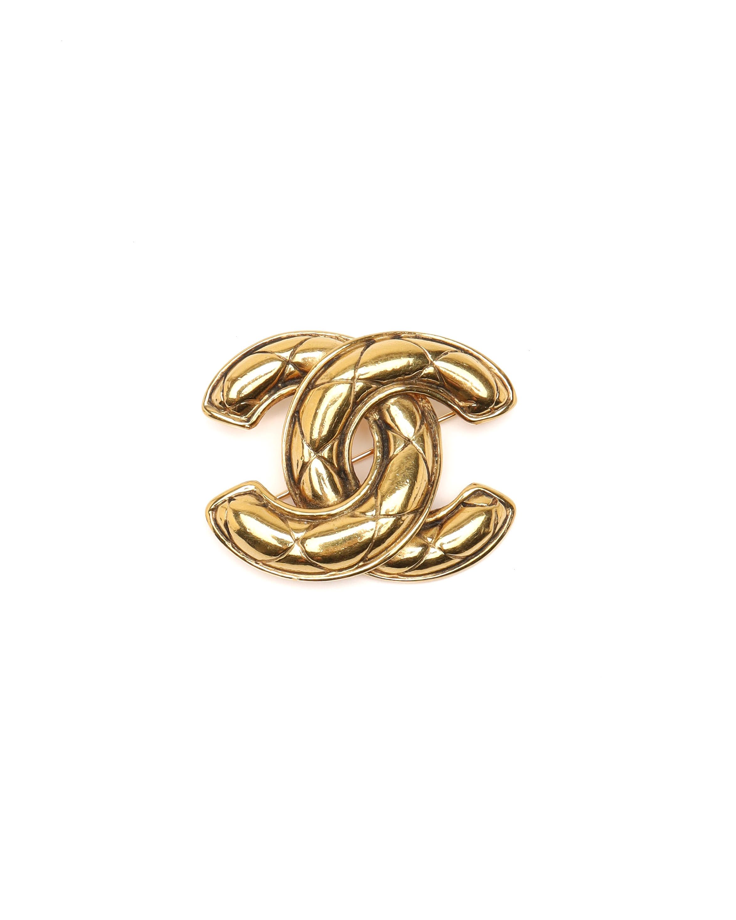 Pre-owned Chanel Coco Mark Brooch In Gold