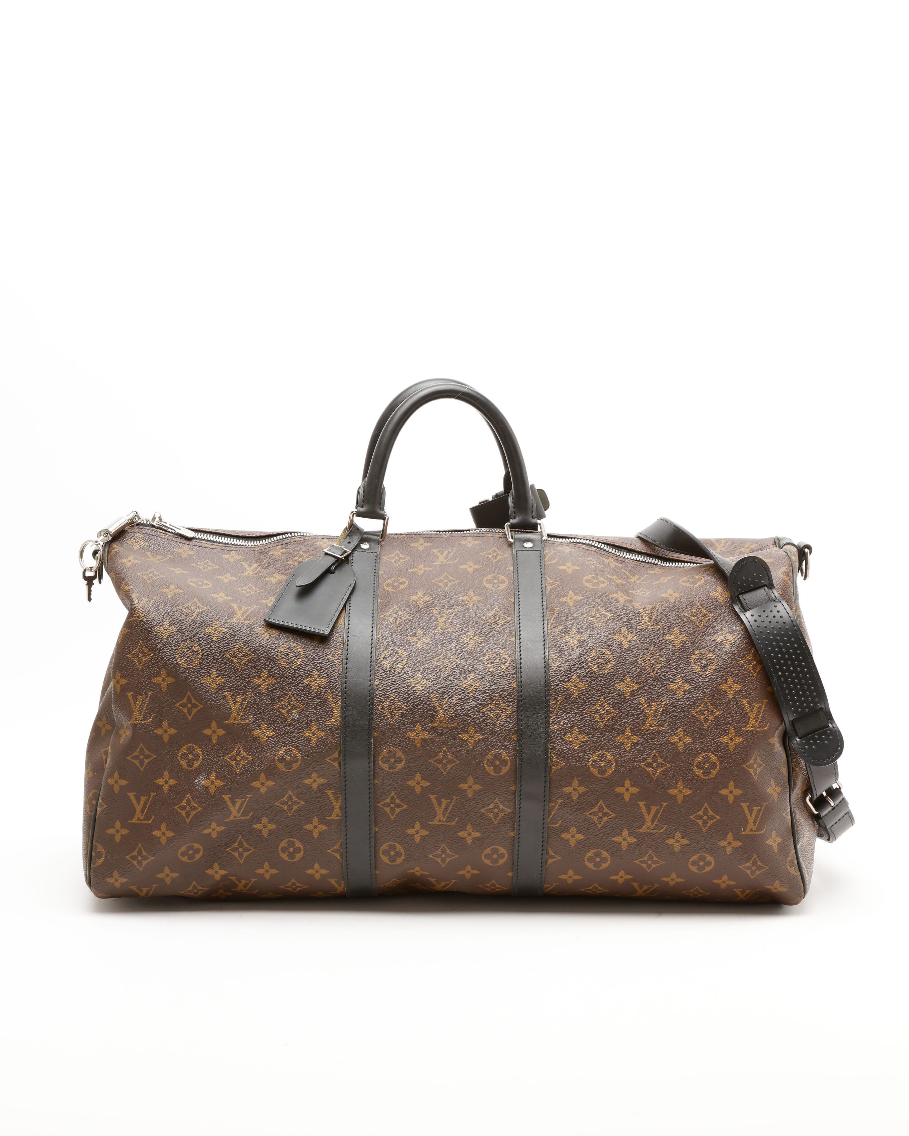 Louis Vuitton Monogram Macassar Keepall Bandoulière 55 Weekend Bag