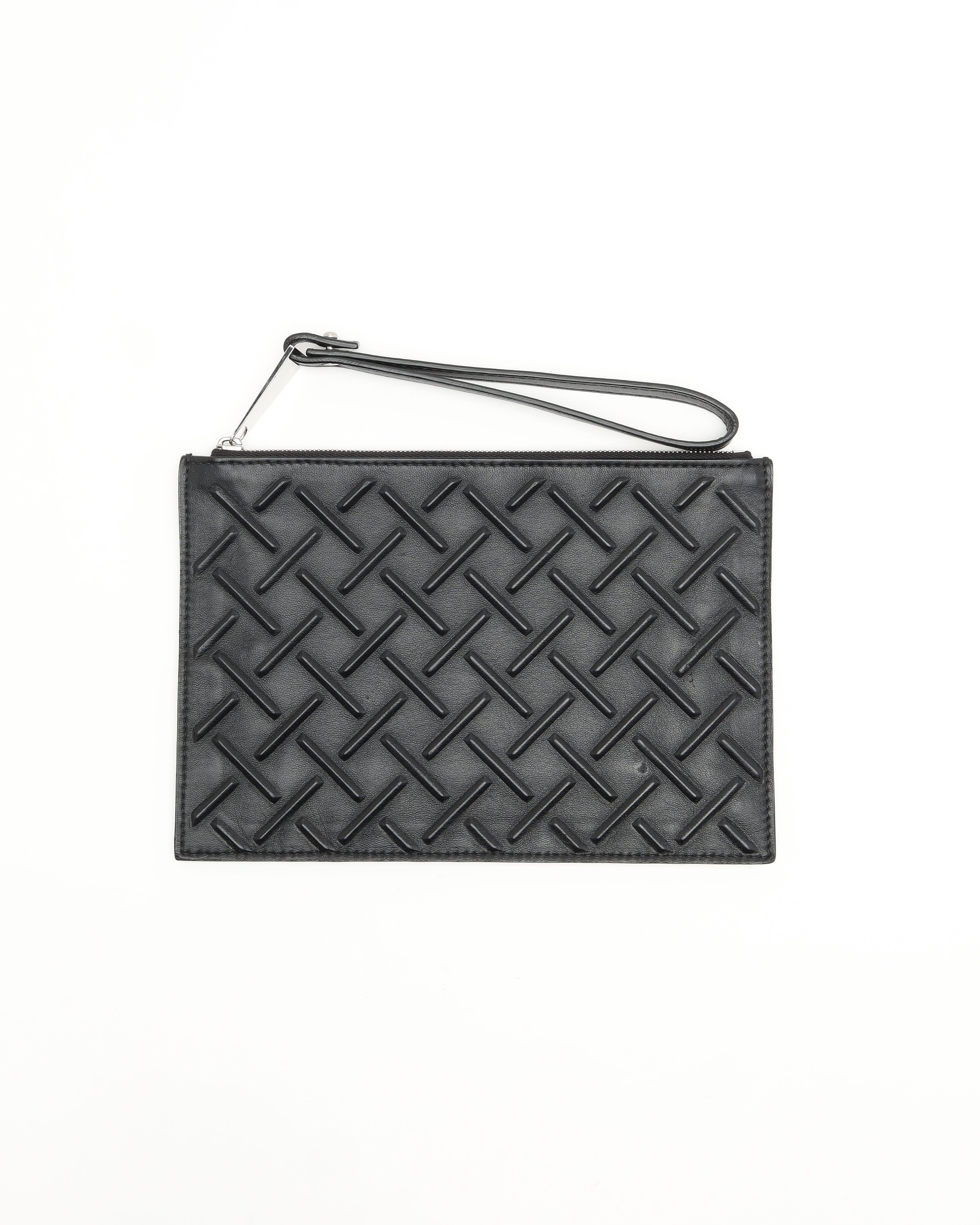Bottega Veneta Nappa19 Graphic Black Leather Pouch