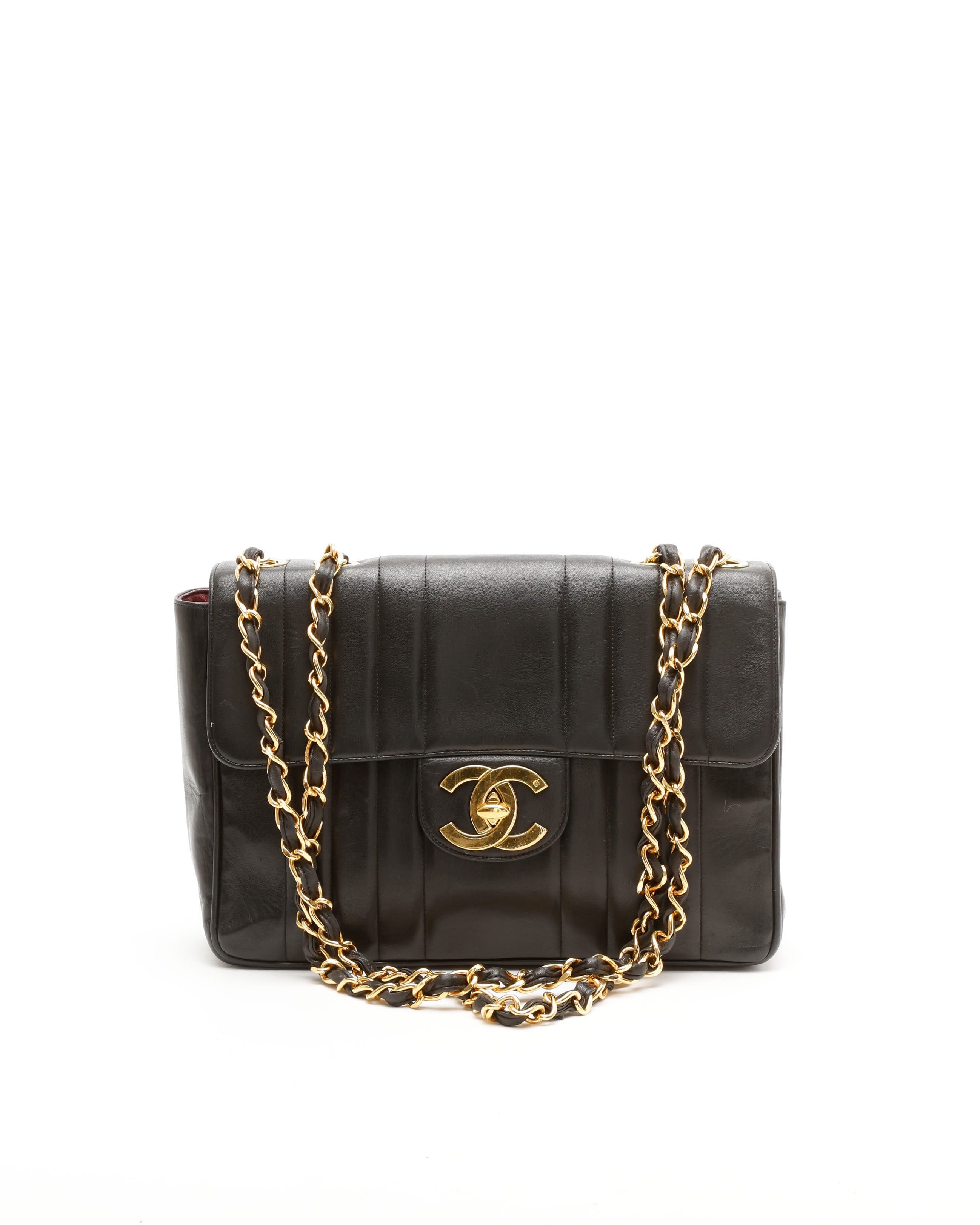 Chanel Lambskin Vertical Quilted Jumbo Single Flap Bag