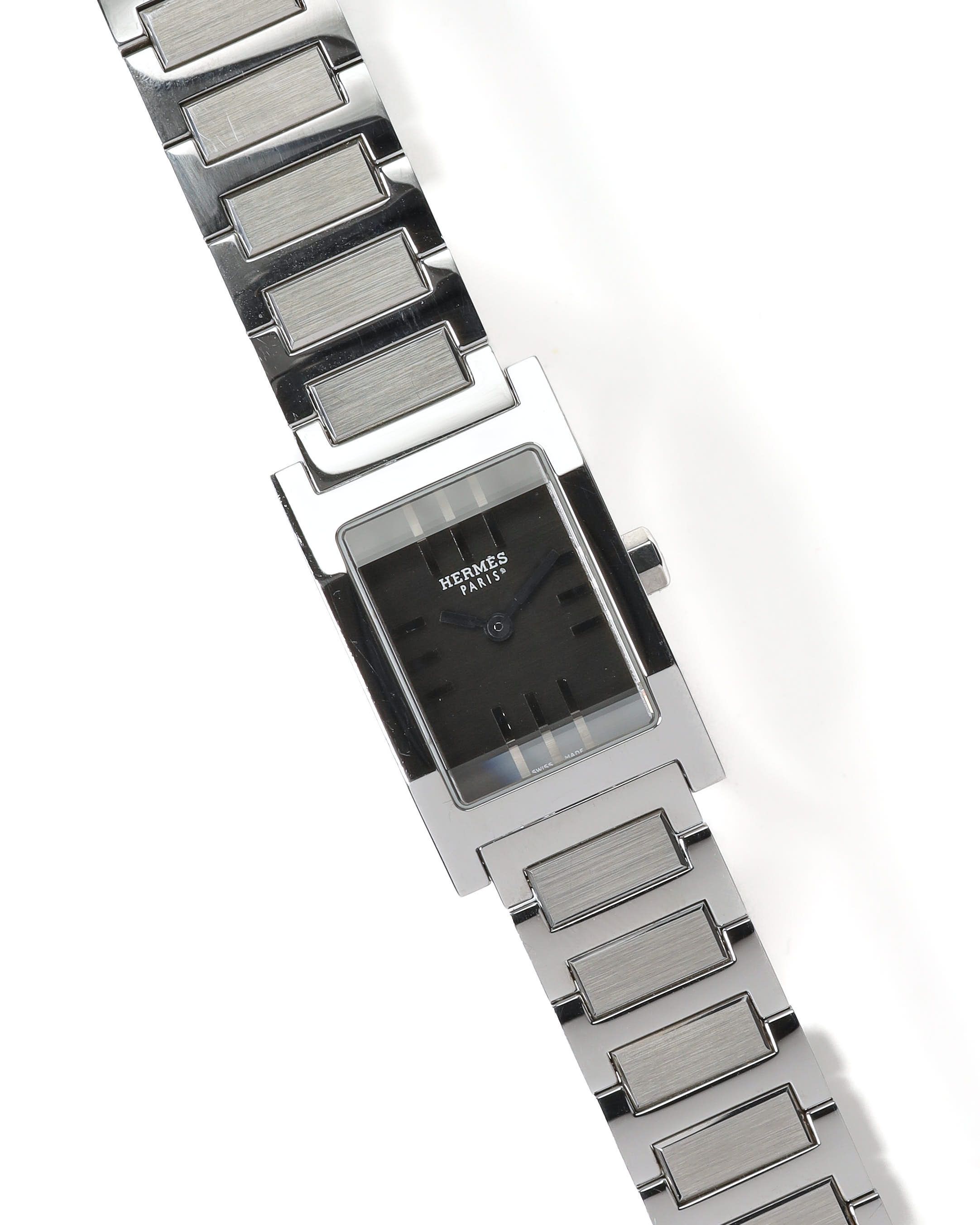 Pre-owned Hermes Hermès Tandem 19mm 1990 Watch In Silver
