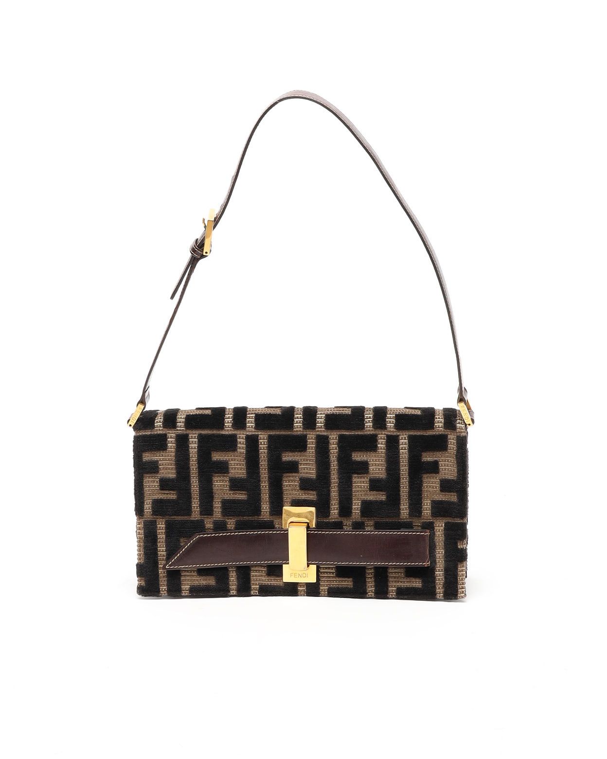 Fendi Zucca Suede Shoulder Bag