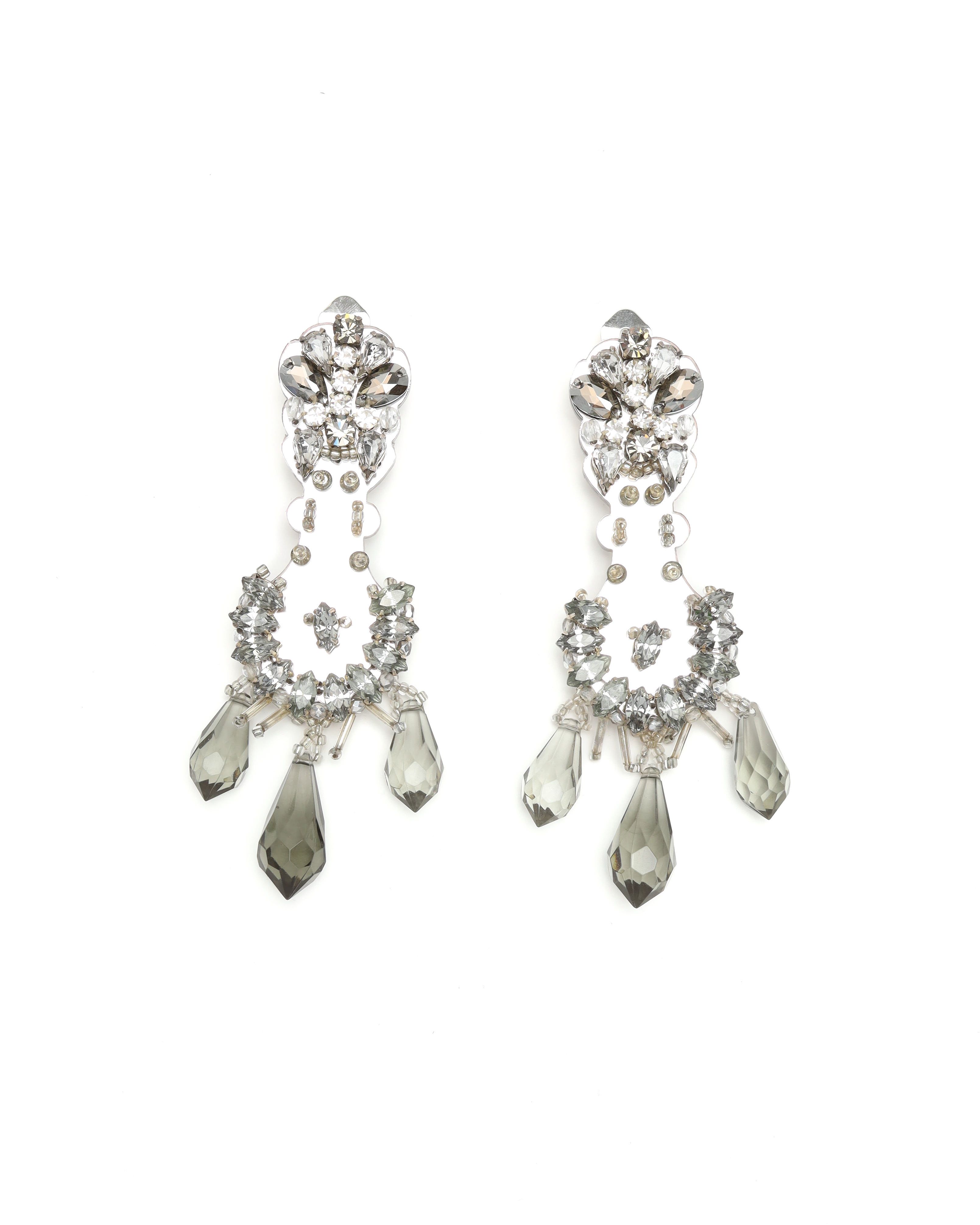 Prada Rhinestone Clip-on Earrings In Multi