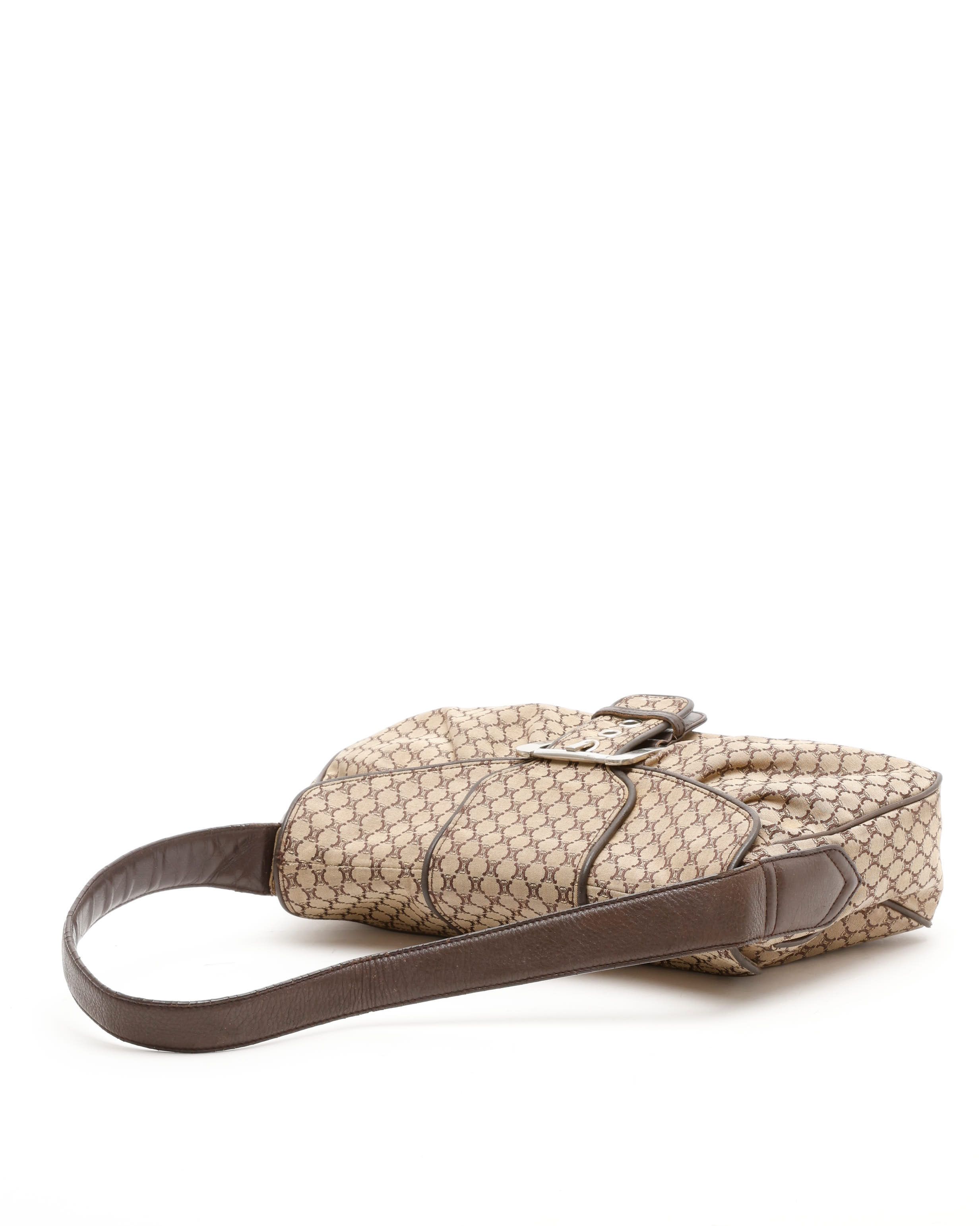 Celine Céline Macadam Shoulder Bag In Brown