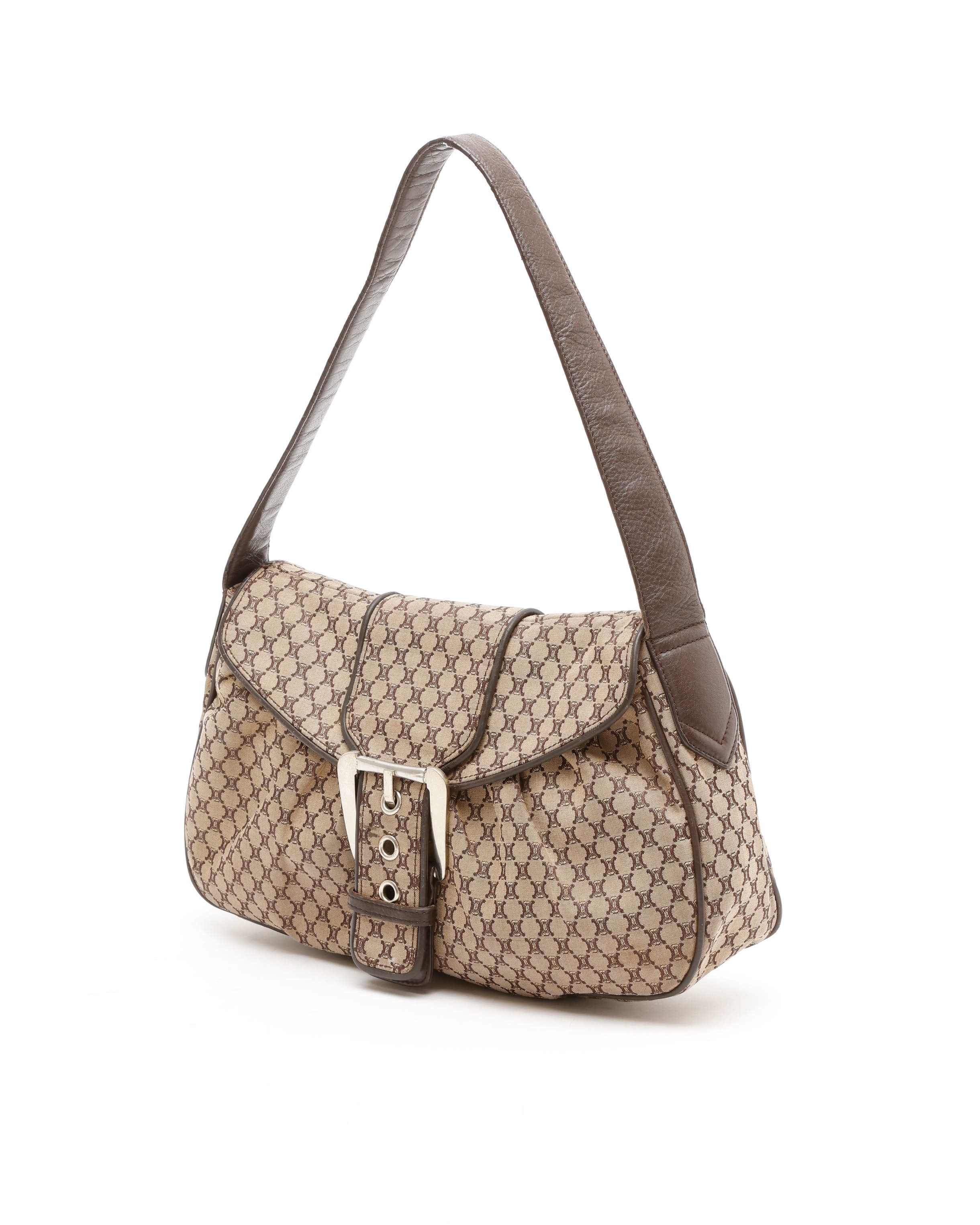 Celine Céline Macadam Shoulder Bag In Brown