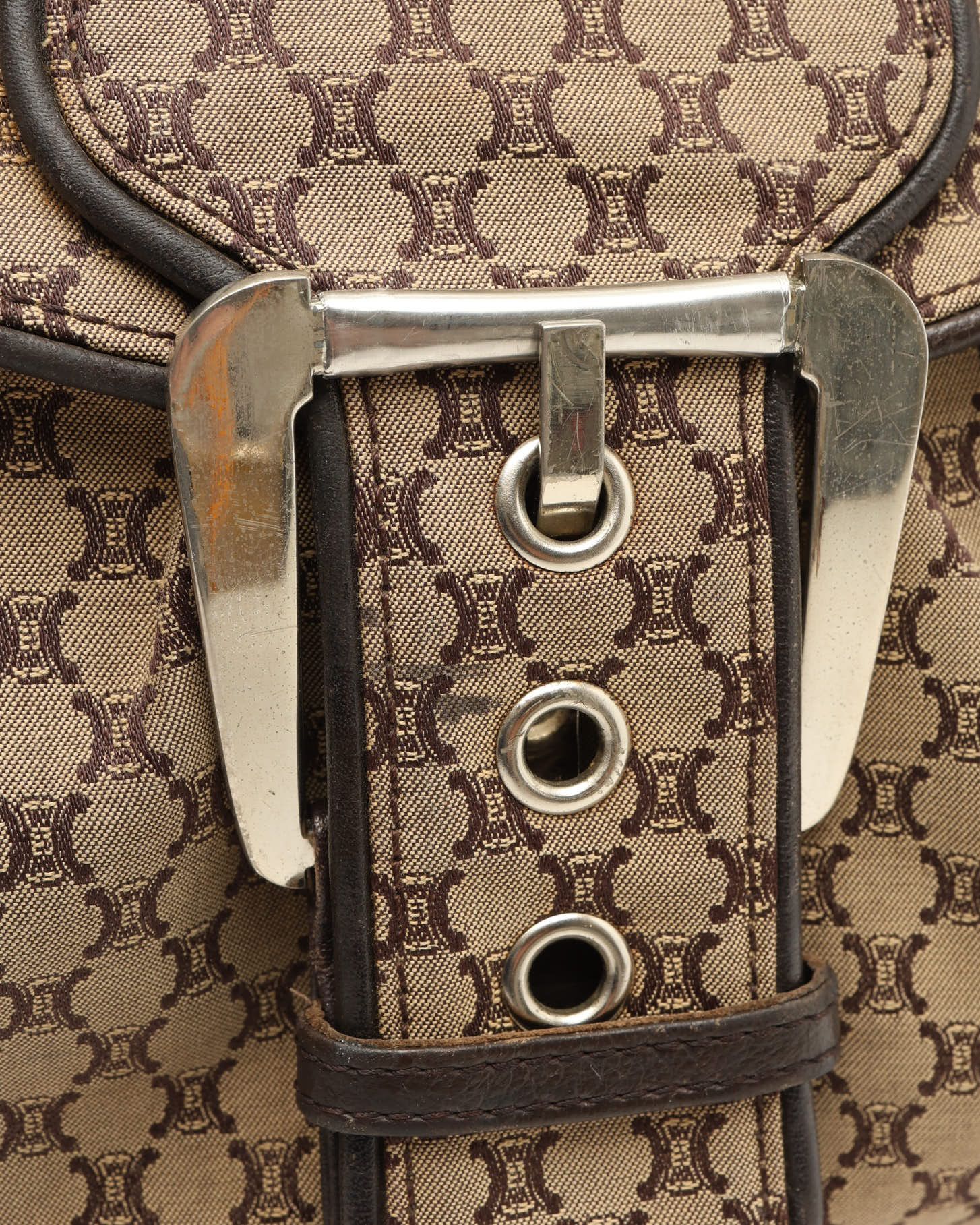 Celine Céline Macadam Shoulder Bag In Brown