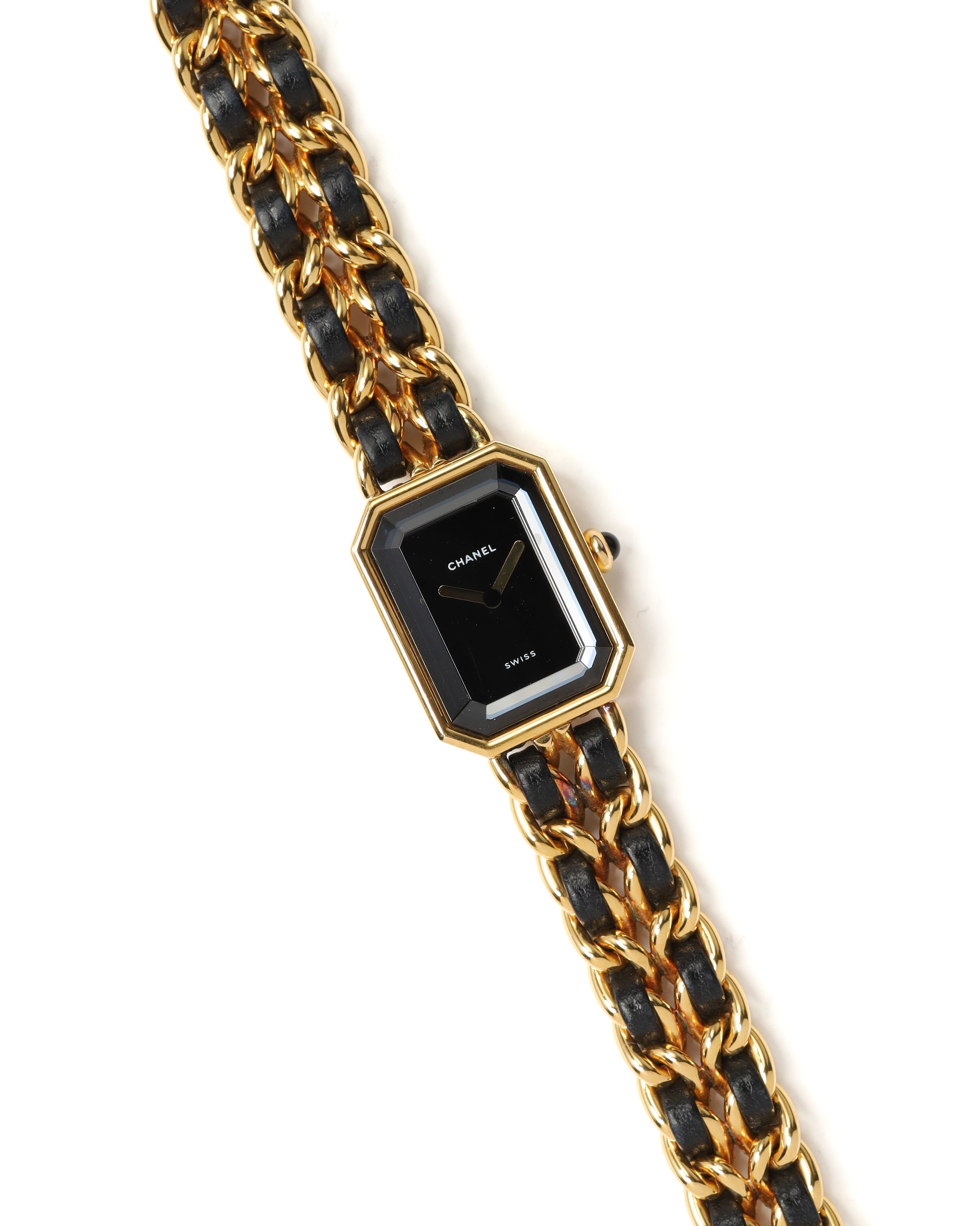 Chanel M GP Leather Size E 11270 Quartz Movement Black Glass Premiere Watch