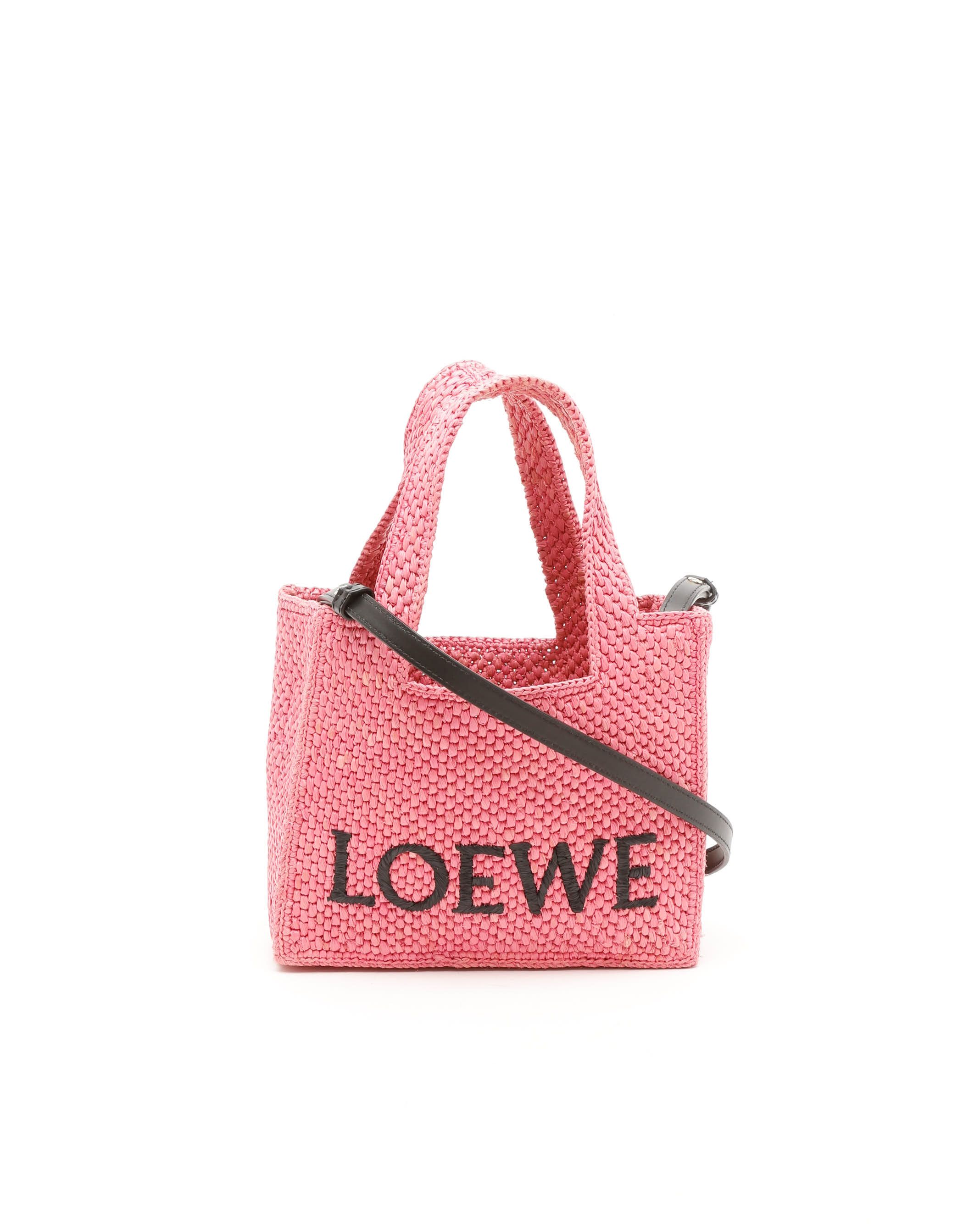 Loewe Mini Raffia Font Tote Bag