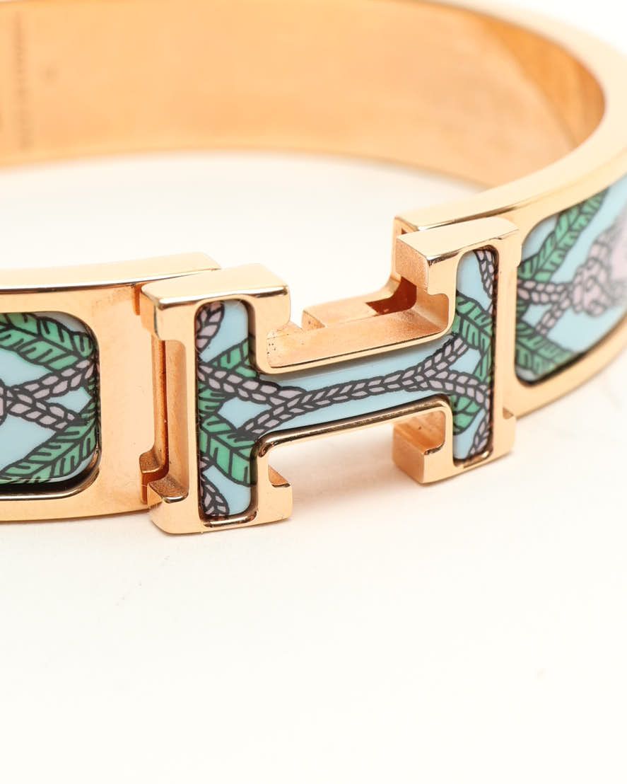 Pre-owned Hermes Hermès Clic H Bangle In Multi